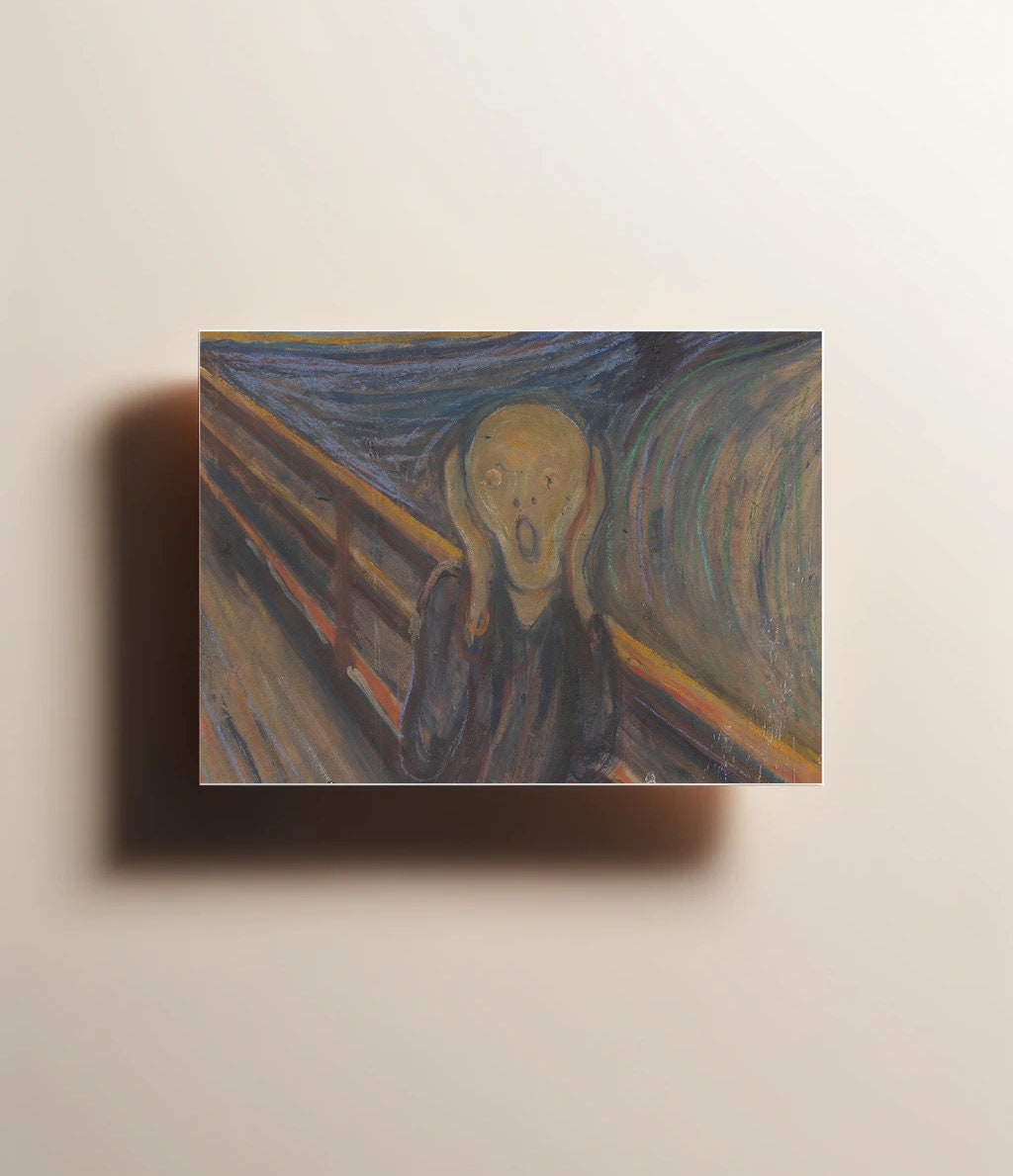 Get Well Soon Card Featuring 'The Scream' by Edvard Munch - High-Quality Card Stock with Heavy-Duty Envelope