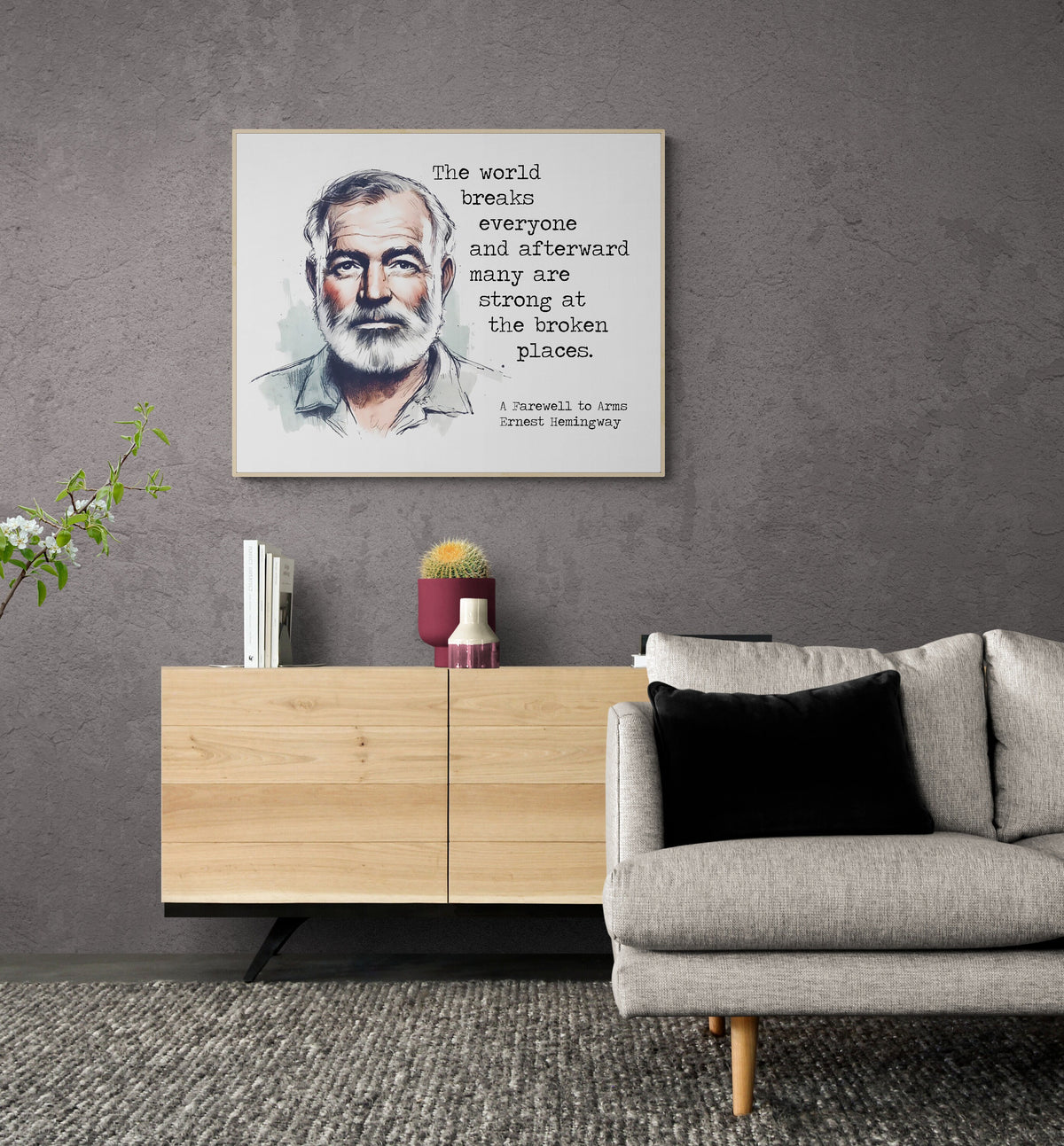 Ernest Hemingway Quote Art Print | The World Breaks Everyone | A Farewell To Arms | Home Decor | Literary Inspirational Poster