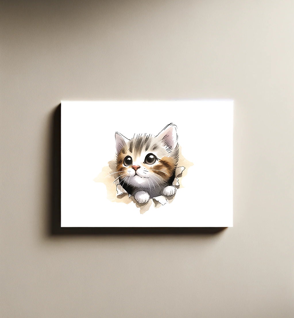 Personalized Adorable Kitten Get Well Soon Card | Unique Custom Gift | High-Quality Card Stock with Envelope