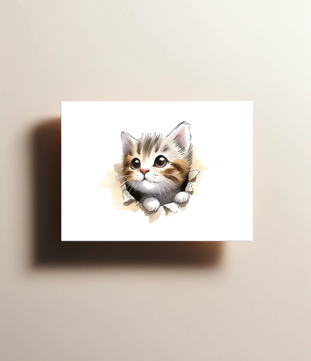 Personalized Adorable Kitten Get Well Soon Card | Unique Custom Gift | High-Quality Card Stock with Envelope