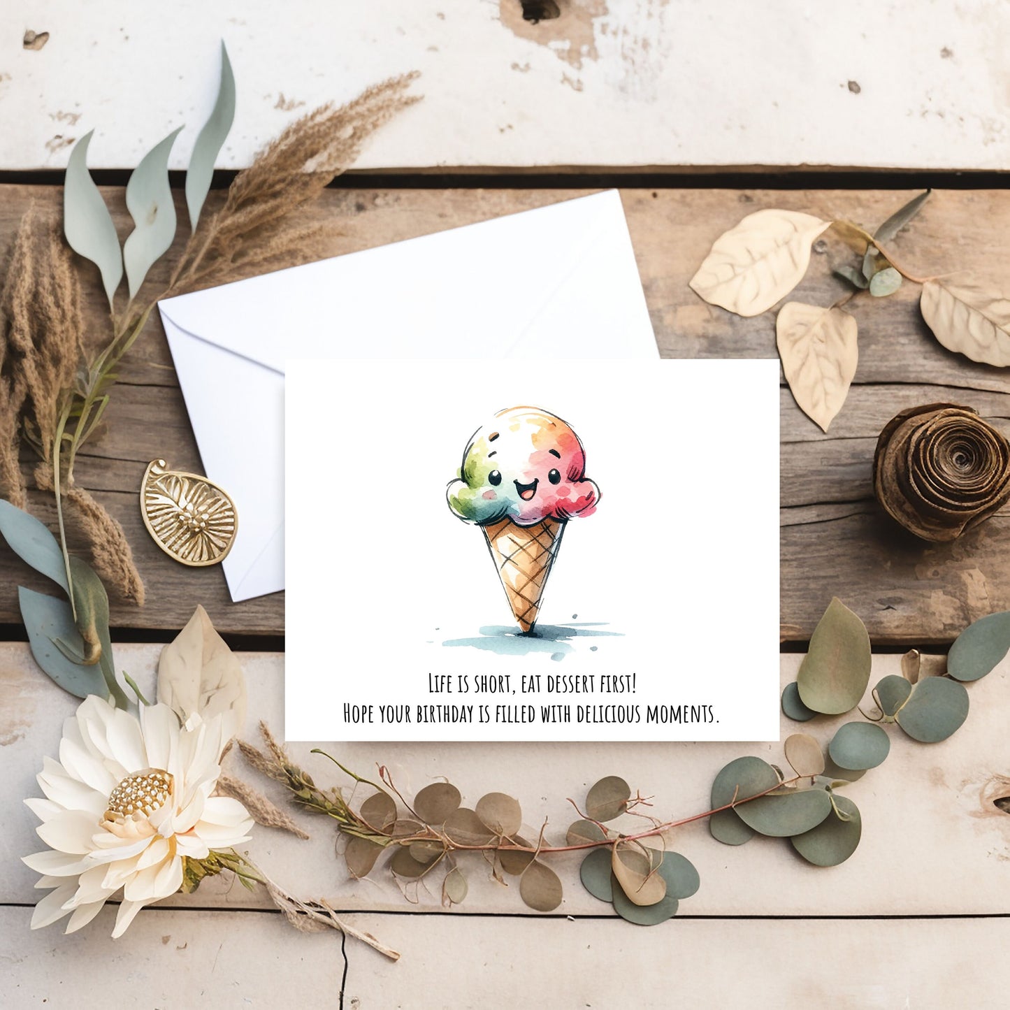 Watercolor Happy Birthday Cards | Set of 10 Letters | Blank Inside | Unique Custom Gift | High-Quality Card Stock with Envelope