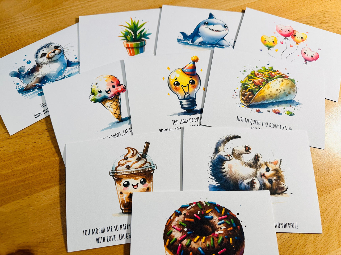 Watercolor Happy Birthday Cards | Set of 10 Letters | Blank Inside | Unique Custom Gift | High-Quality Card Stock with Envelope