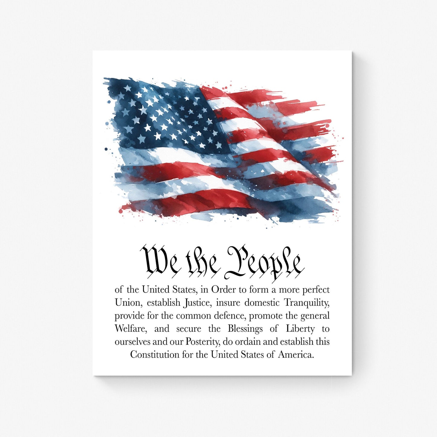 We The People | Preamble To The Constitution | United States Flag | Memorial | Art Print