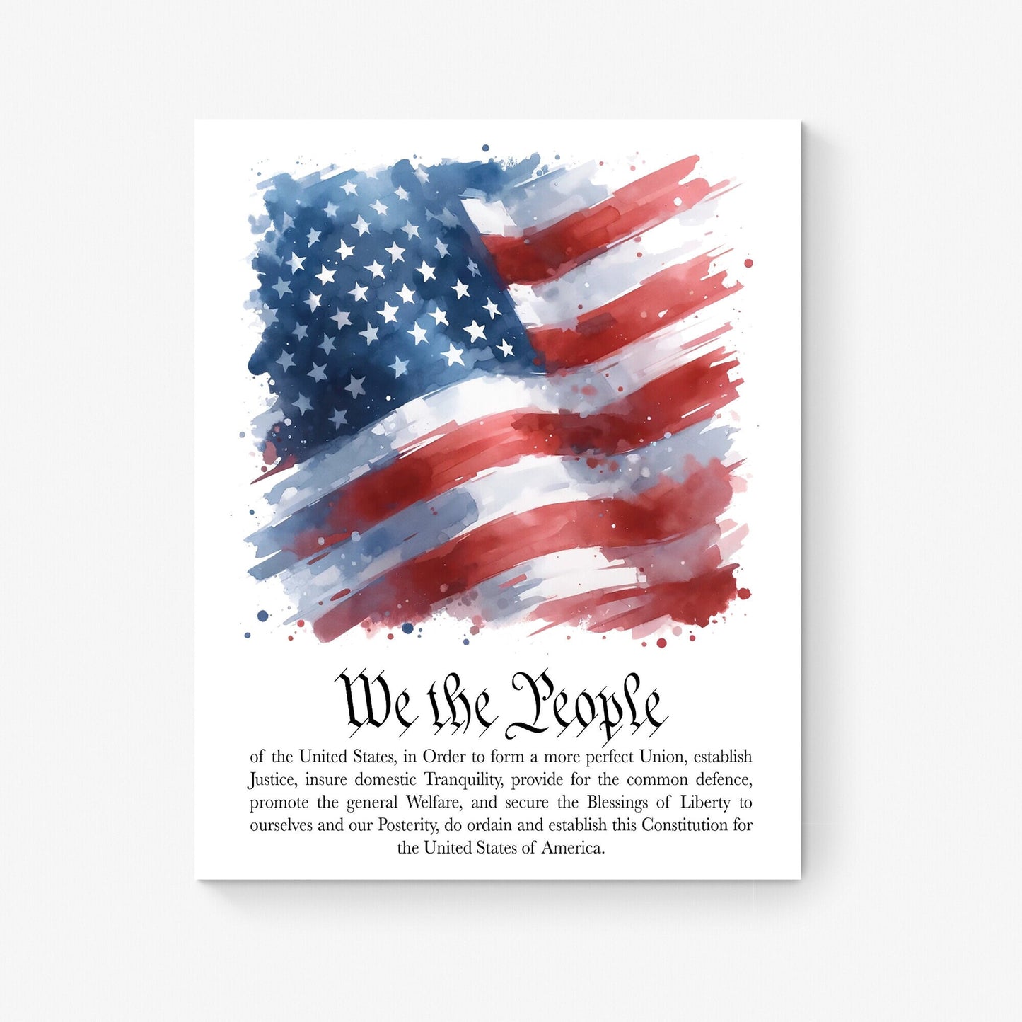 We The People | Preamble To The Constitution | United States Flag | Memorial | Art Print
