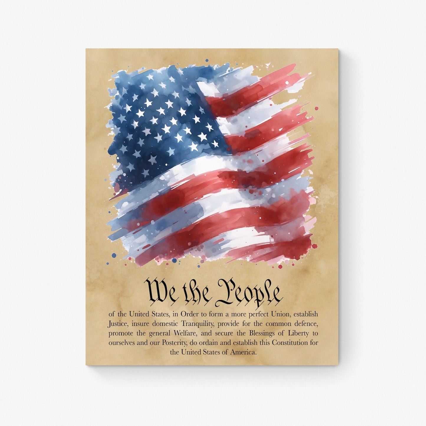 We The People | Preamble To The Constitution | United States Flag | Memorial | Art Print