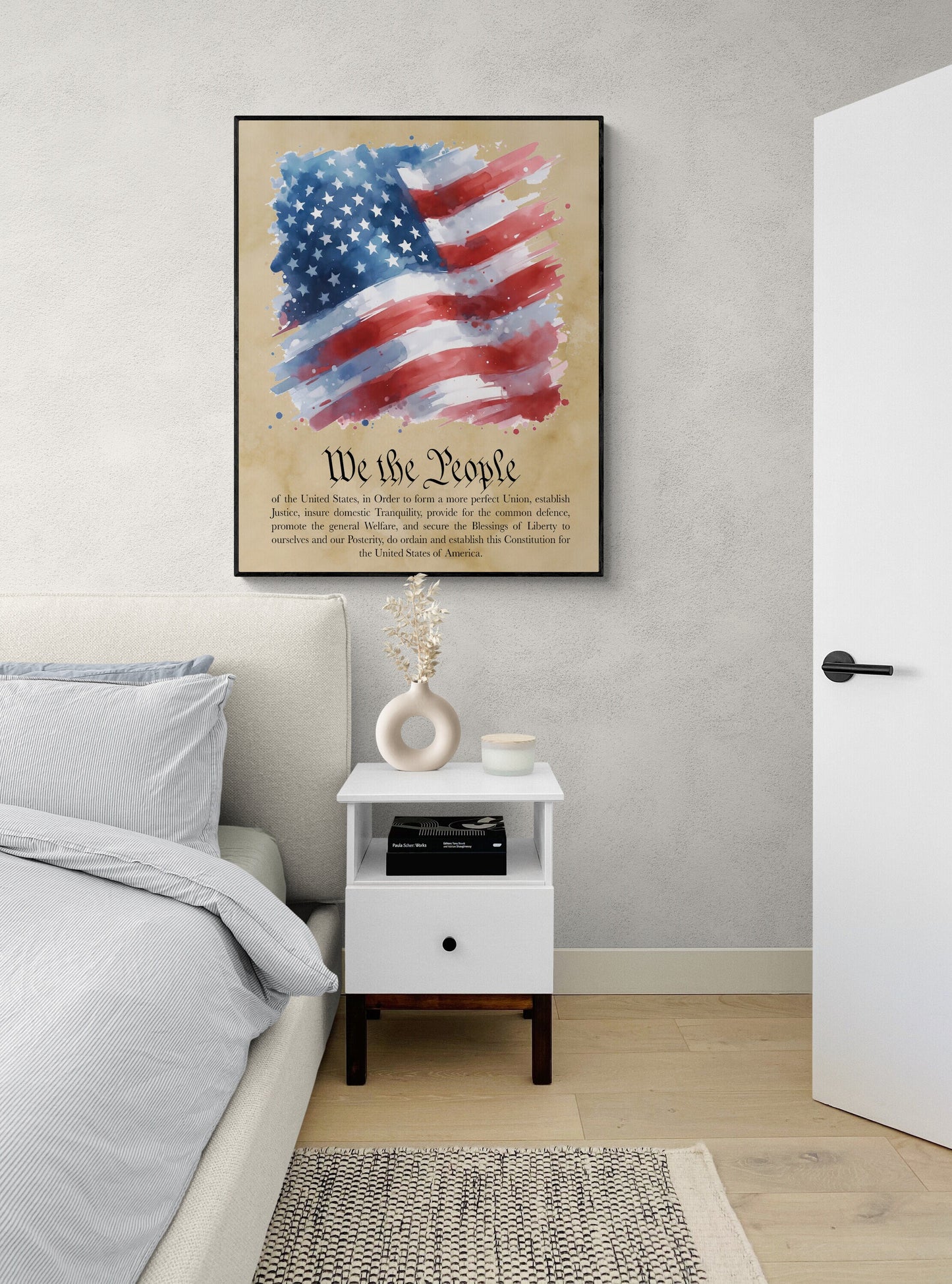 We The People | Preamble To The Constitution | United States Flag | Memorial | Art Print