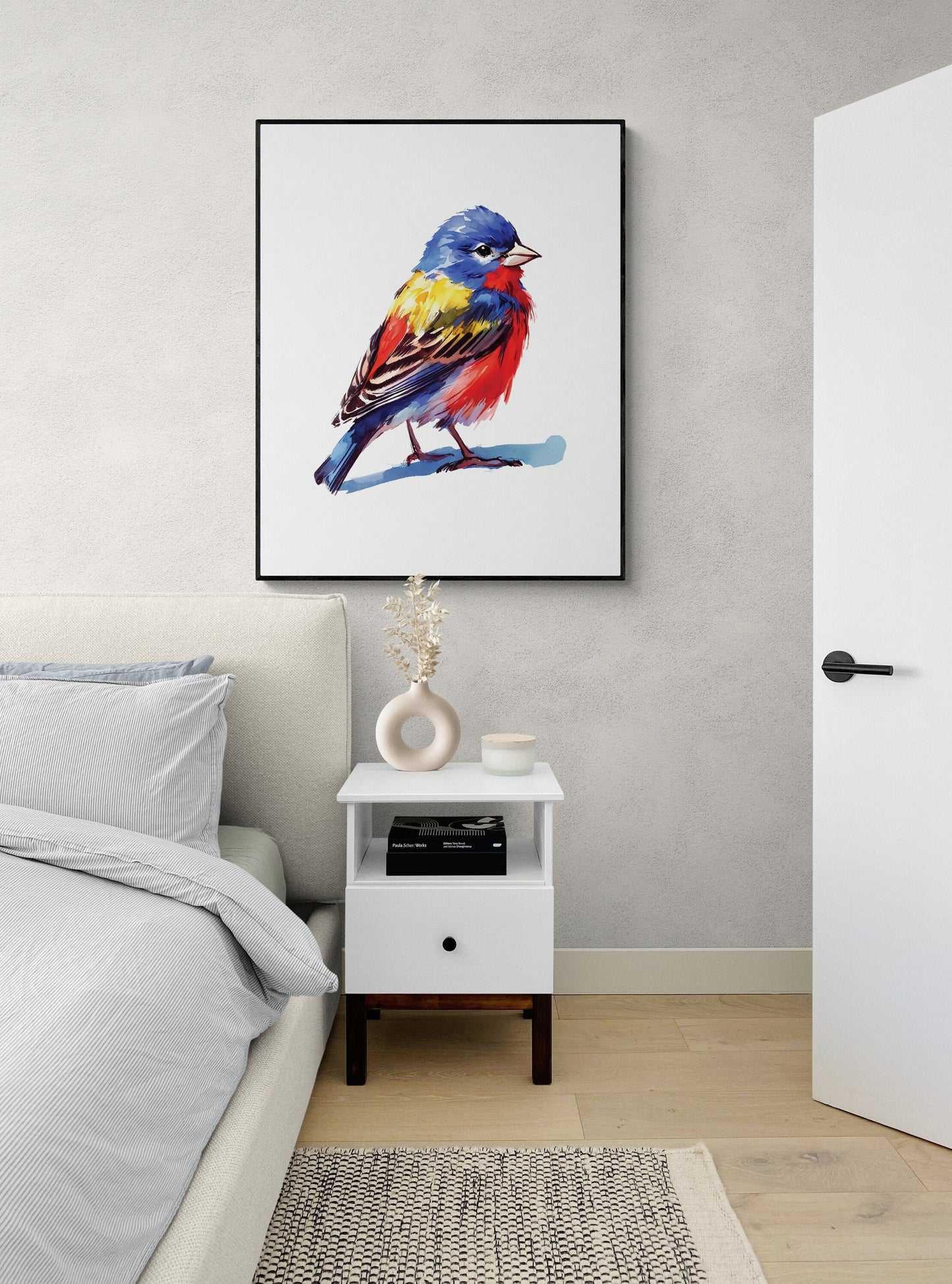 Painted Bunting Vibrant Watercolor Art Print Bird Painting Birder's Gift Backyard Birdwatching Bird Home Decor Wall Art