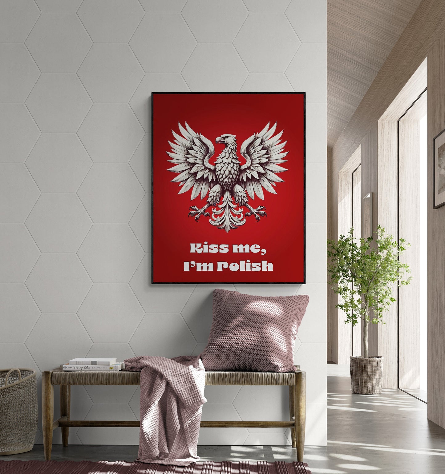 Kiss Me I'm Polish | Eagle - Pulaski Polska Polski Orzel Red Home Decor - Unframed Heritage Wall Art Print