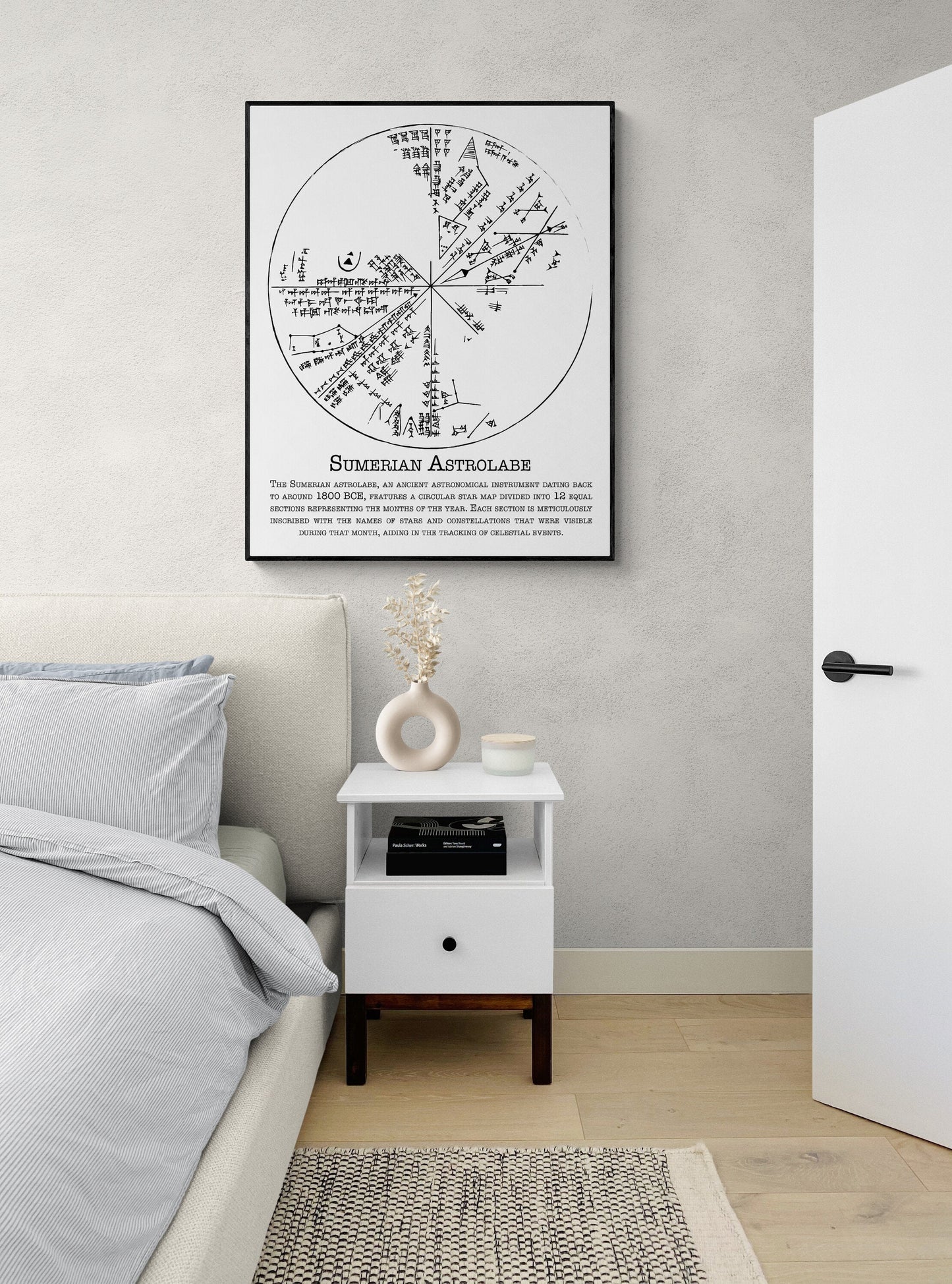 Ancient Sumerian Astrolabe - Historical Astronomy Home Wall Decor - Living Room - Archaeology Astrophysics - Space Gift - Art Print