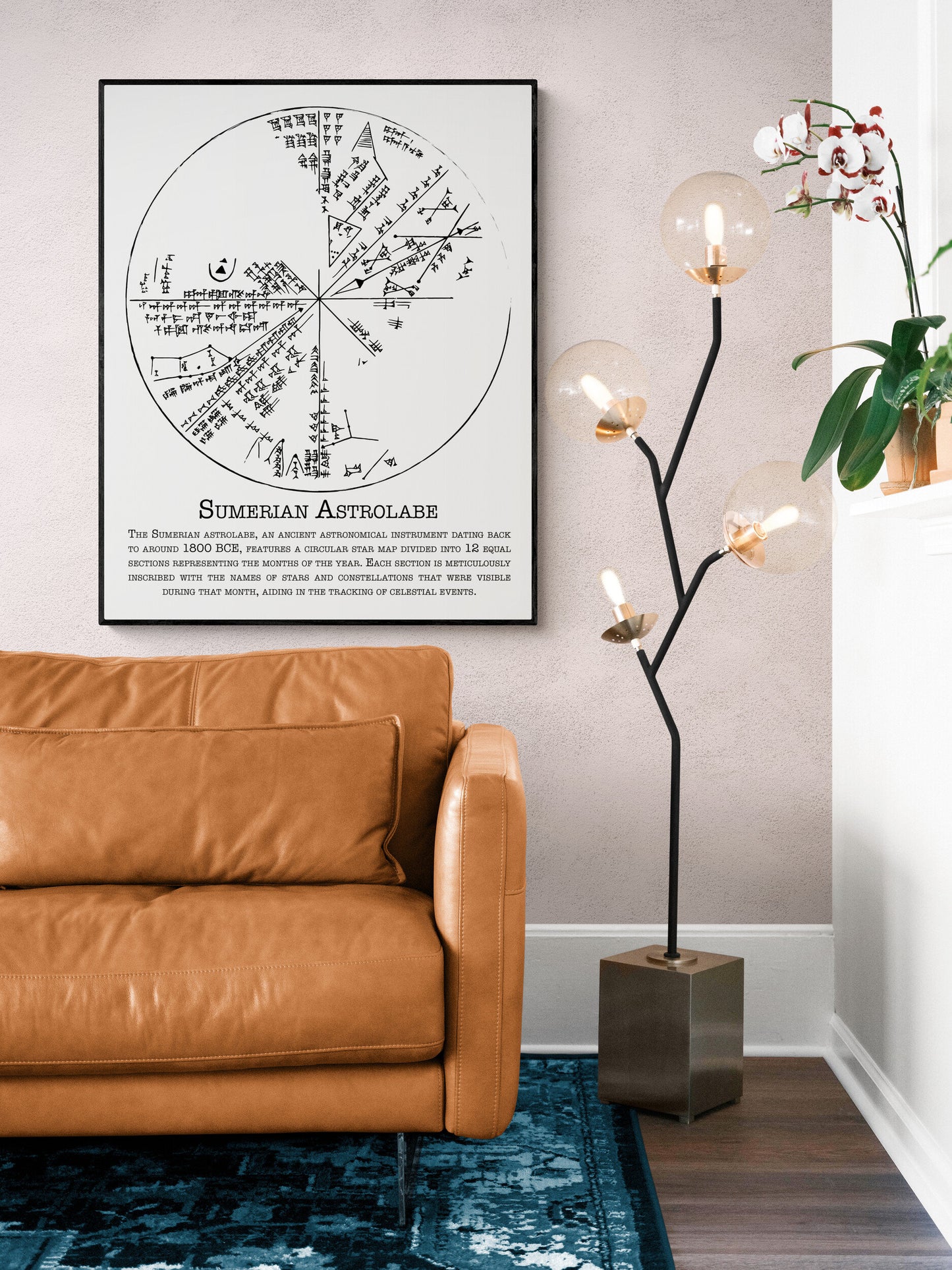 Ancient Sumerian Astrolabe Art Print - Mesopotamian Astronomy Home Wall Decor - Living Room - Archaeology Star Map - Space Gift - Poster