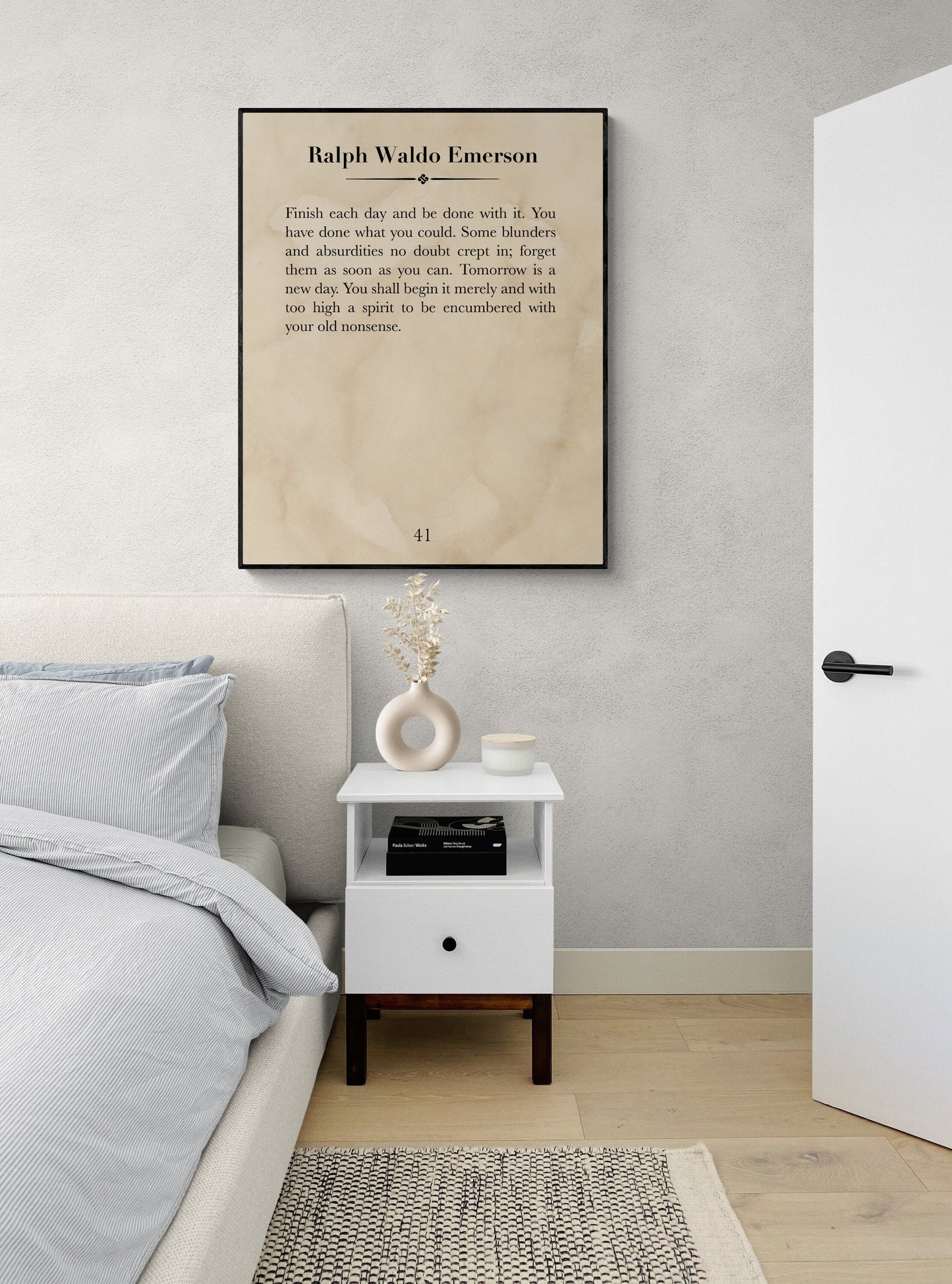 Finish Each Day And Be Done With It | Ralph Waldo Emerson Quote | Home Decor Wall Artwork | Inspirational Gifts | Literary Book | Art Print