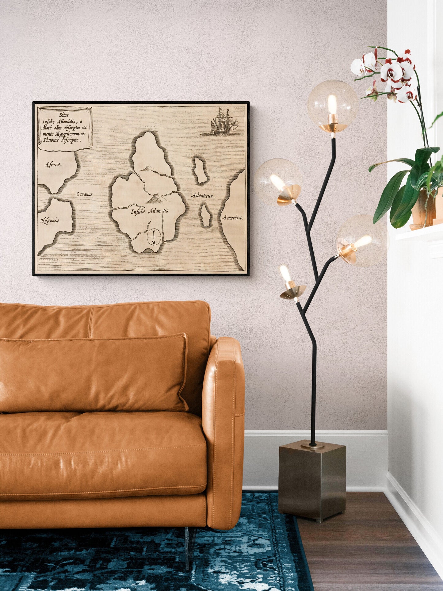 Map of Atlantis Art Print | 17th Century Reproduction | Vintage Home Decor | Plato Myth | Cartography | Living Room | Mythical Island Poster
