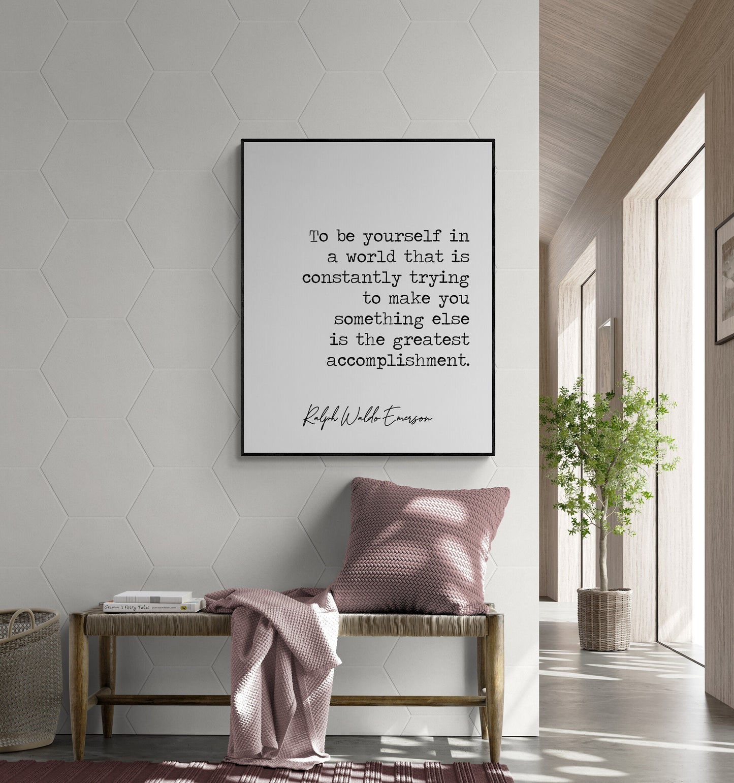 To Be Yourself | The Greatest Accomplishment | Ralph Waldo Emerson Quote | Home Decor Wall Artwork | Inspirational | Literary | Art Print