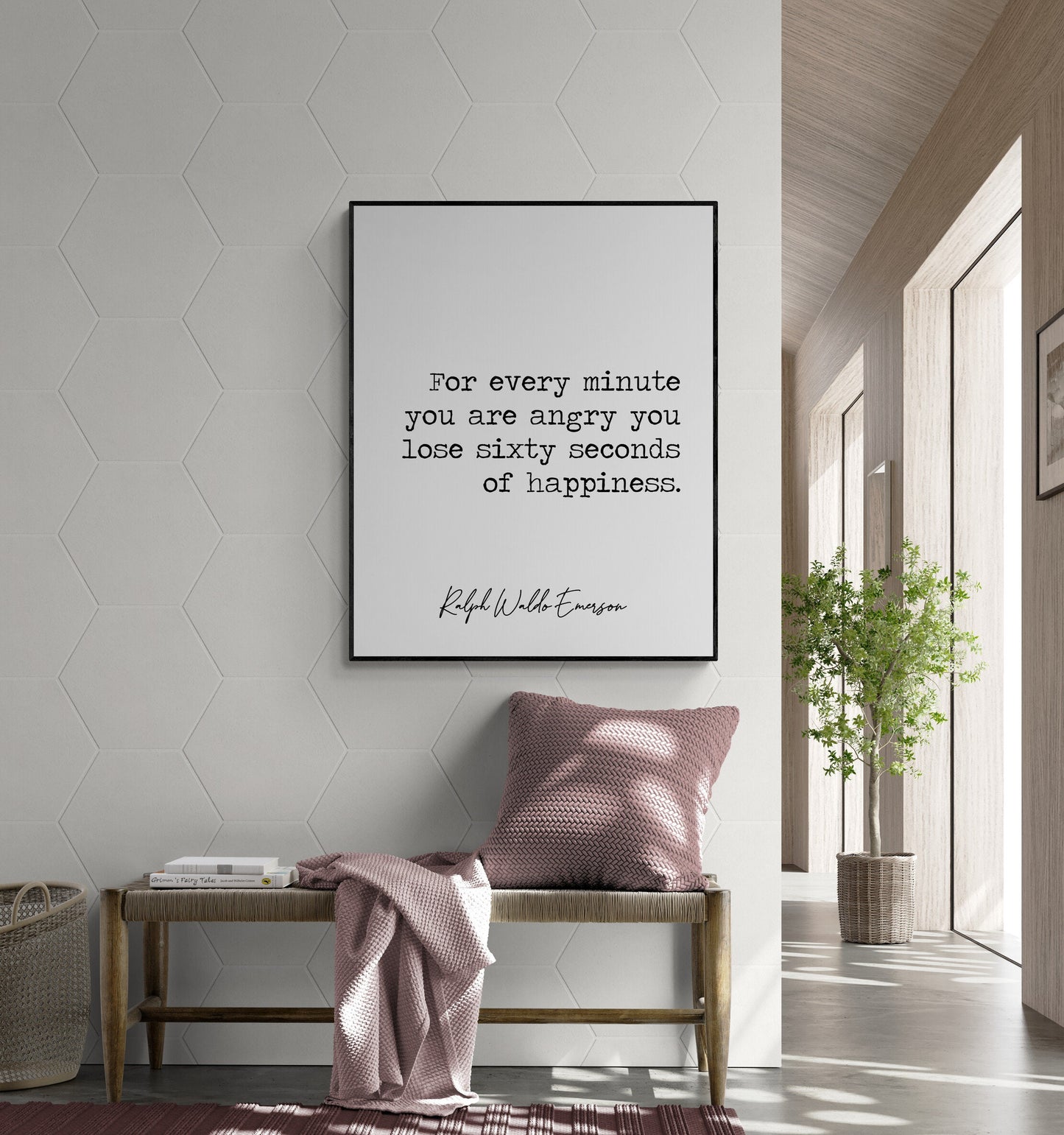 For Every Minute You Are Angry | Ralph Waldo Emerson Quote | Home Decor Wall Artwork | Inspirational | Literary | Art Print