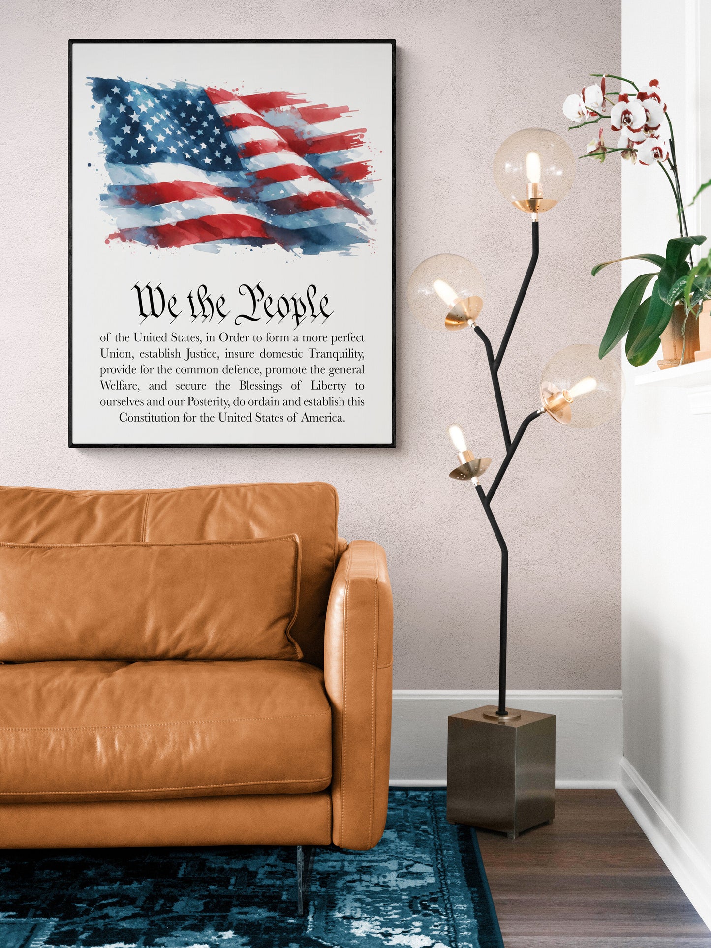 We The People | Preamble To The Constitution | United States Flag | Memorial | Art Print