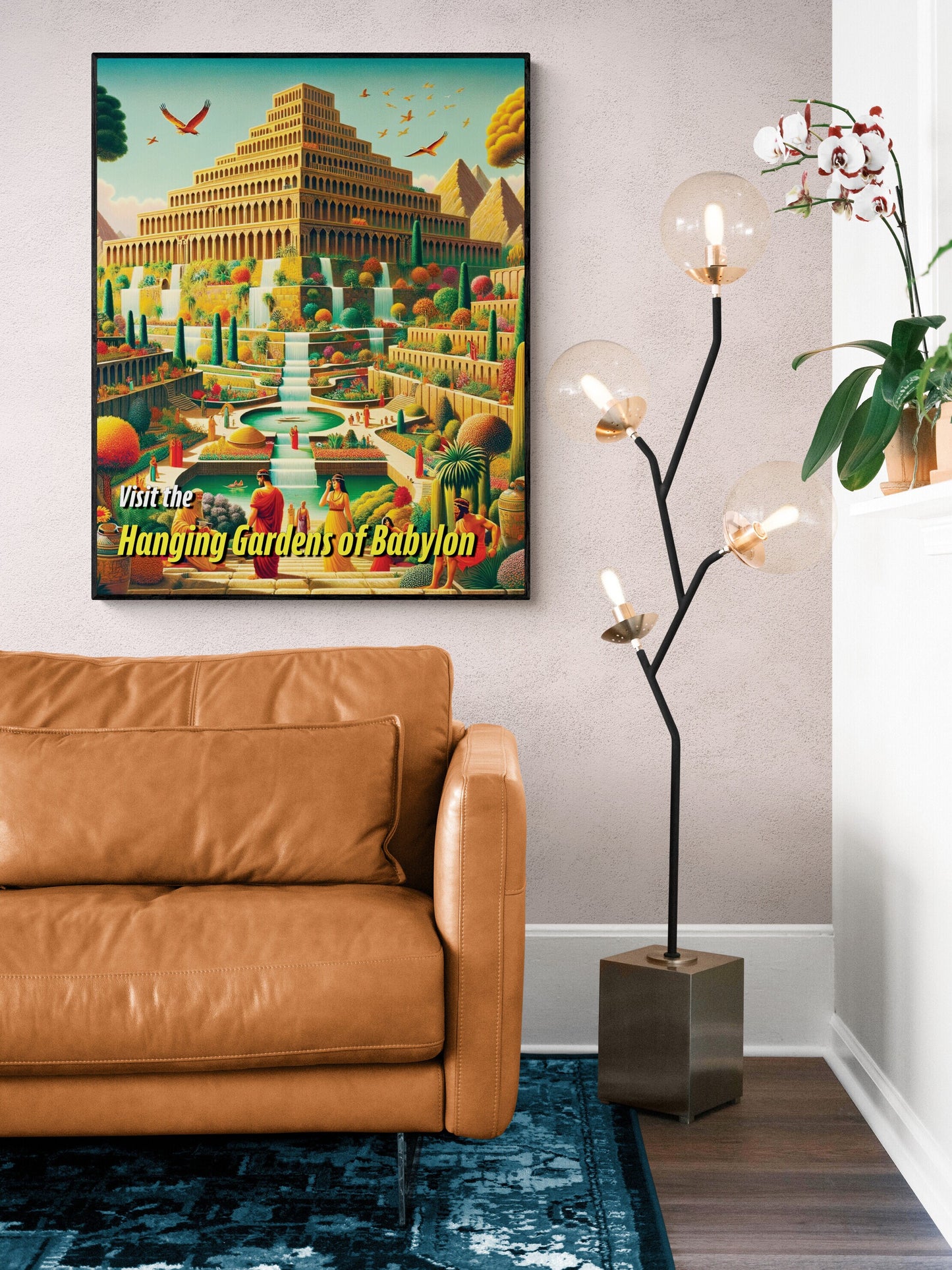 Hanging Gardens of Babylon | Seven Wonders of the Ancient World Tourist Poster | Travel | Cultural Home Decor | History | Wall Art Print