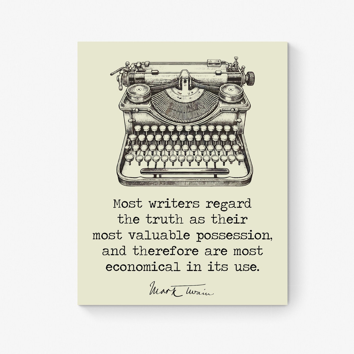 Most Writers Regard The Truth | Mark Twain Quote | Motivational | Book Page | Literary Home Decor | Living Room | Typography Art Print