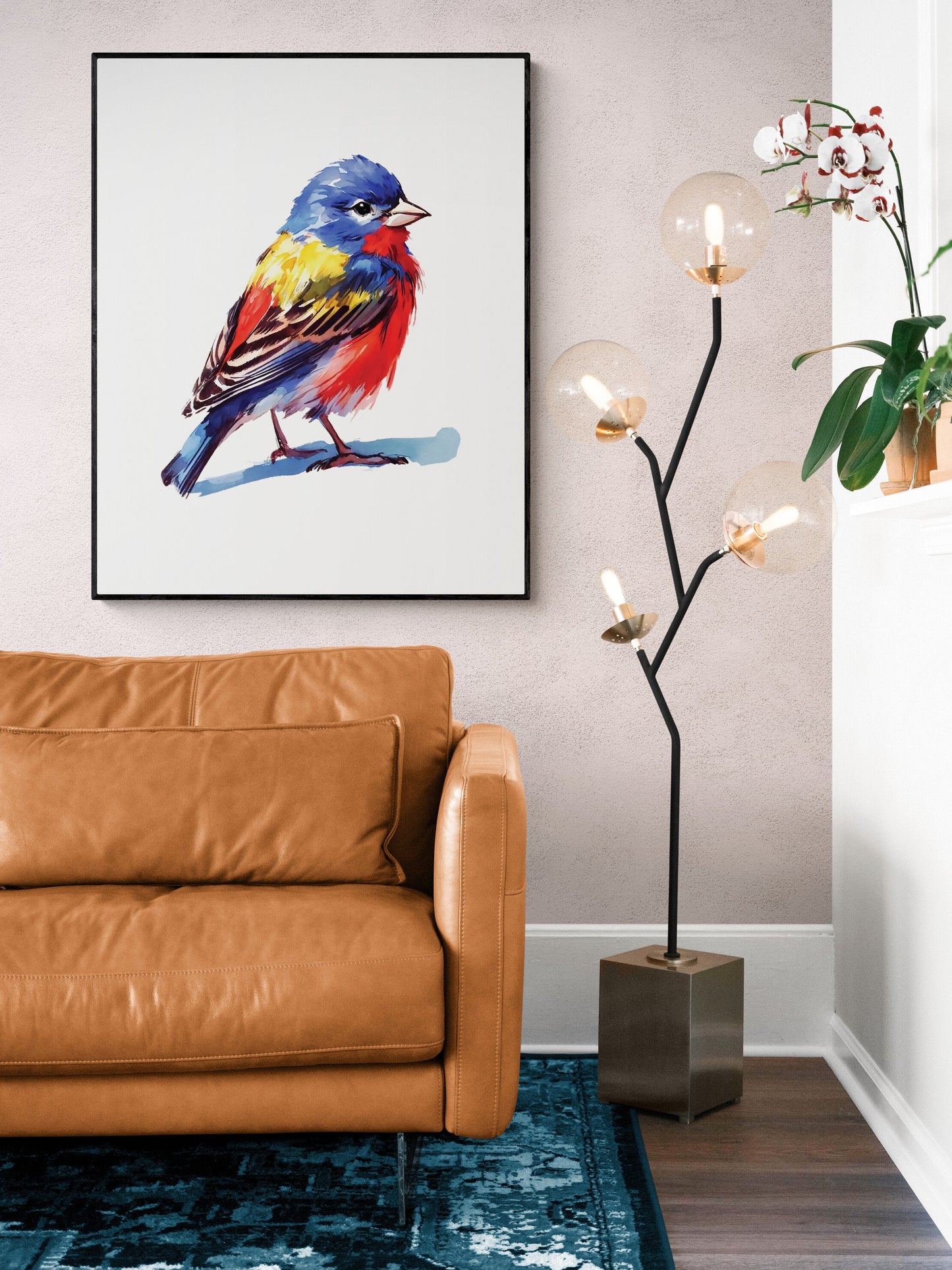 Painted Bunting Art Print | Bird Songbird | Watercolor Home Decor | Wildlife Poster
