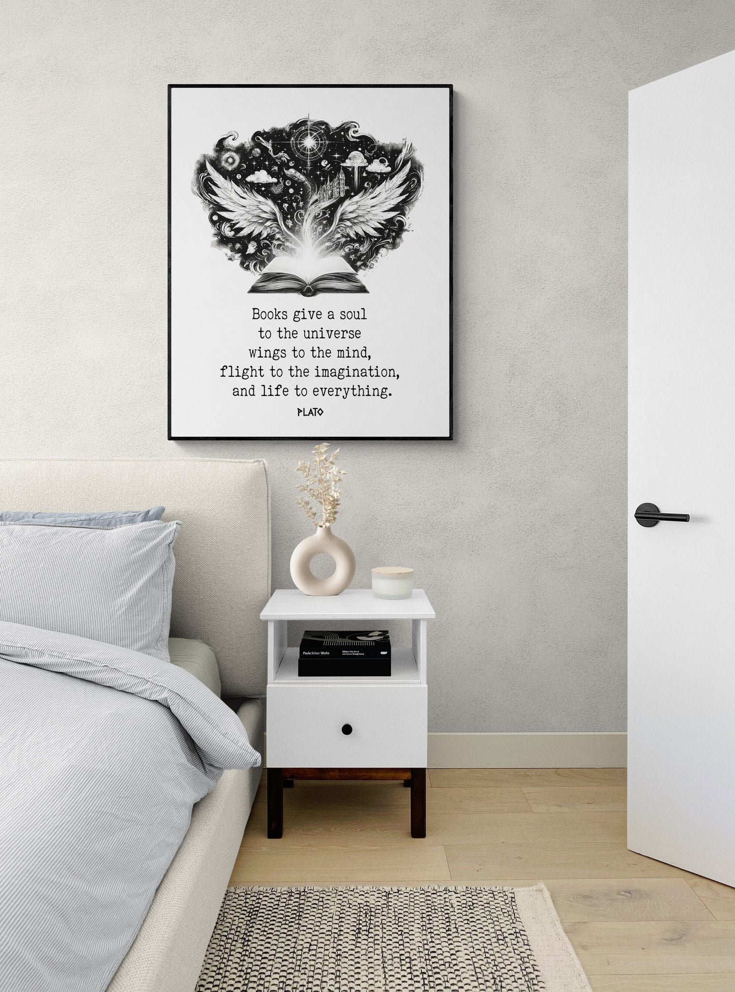 Plato Quote Art Print | Books Give A Soul To The Universe | Home Decor | Inspirational | Literary | Poster
