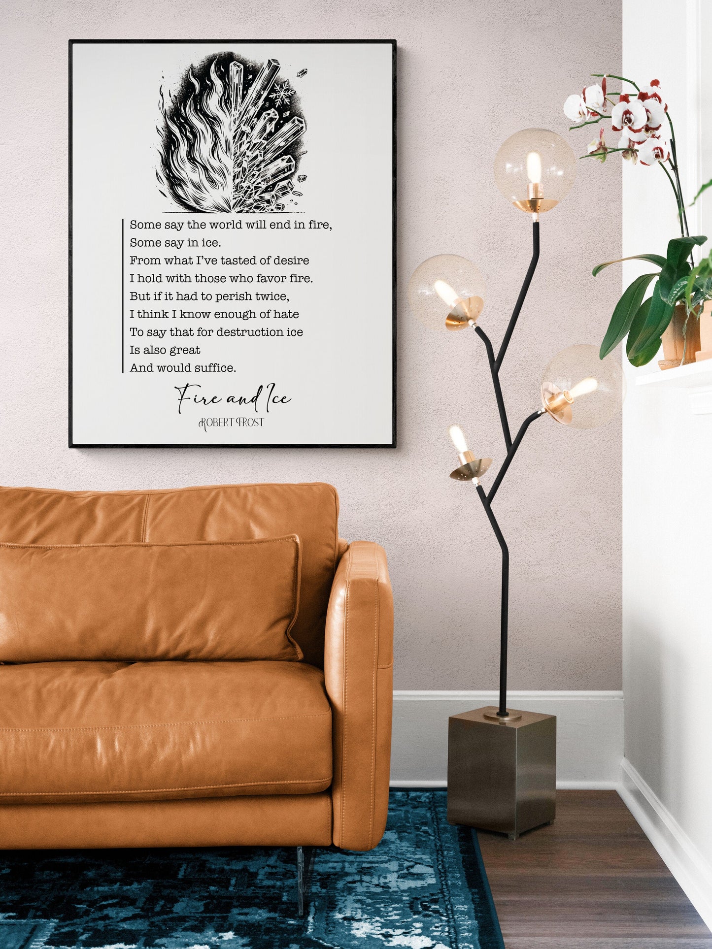 Fire and Ice | Robert Frost | Poem | The World Will End In Fire | Poetry | Literary Book | Inspirational | Motivational Sketch Art Print