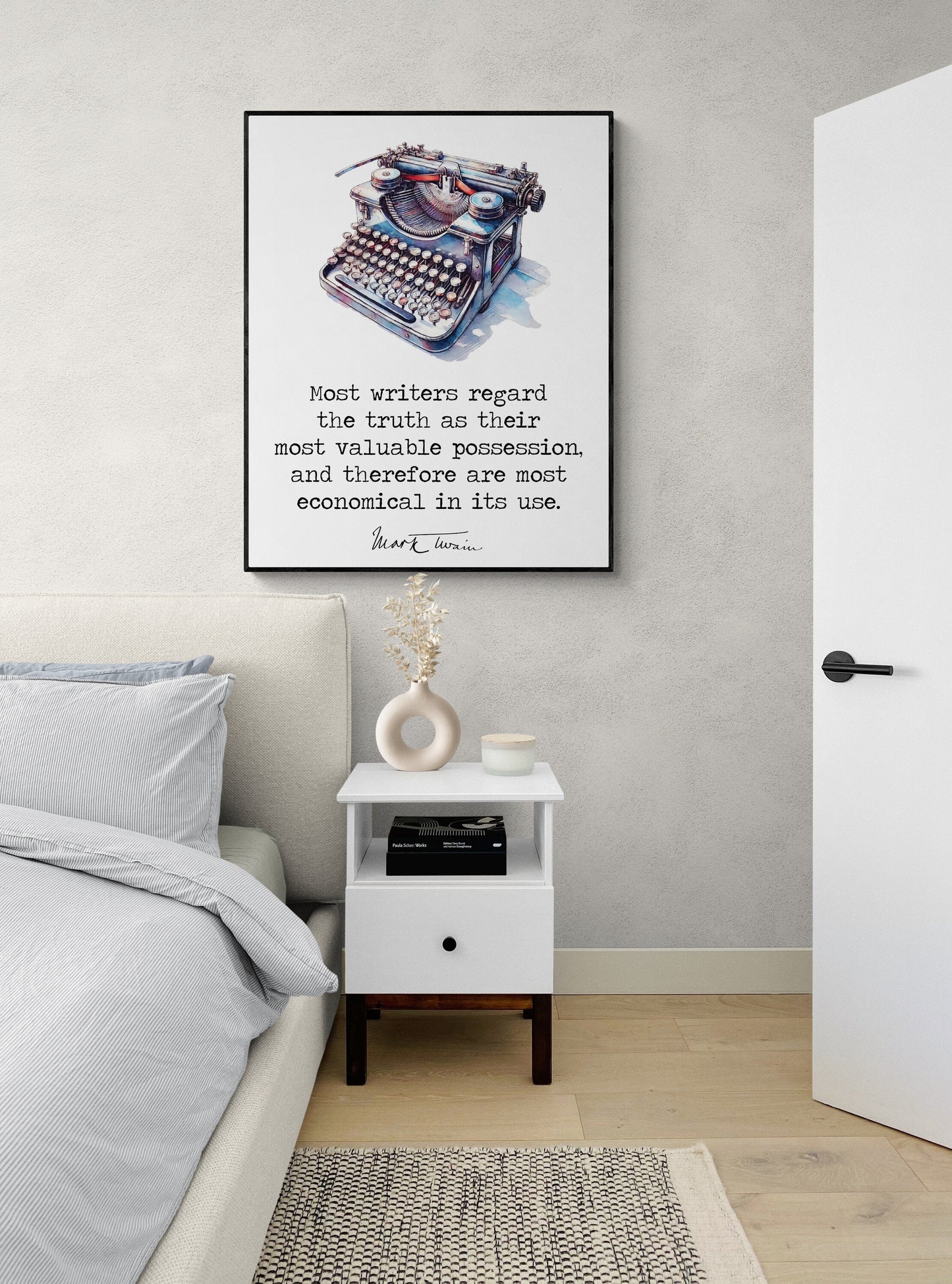 Most Writers Regard The Truth | Mark Twain Quote | Motivational | Book Page | Literary Home Decor | Living Room | Typography Art Print