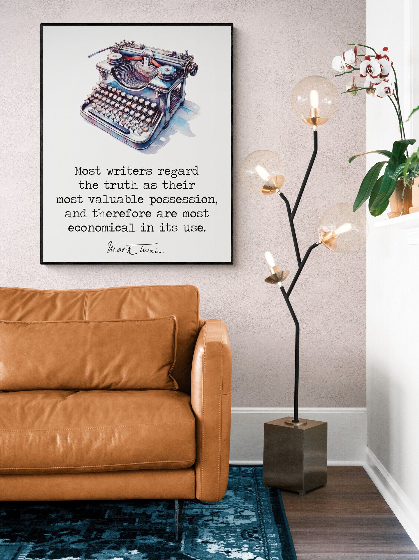 Most Writers Regard The Truth | Mark Twain Quote | Line Drawing Motivational | Book | Literary Home Decor | Living Room | Art Print