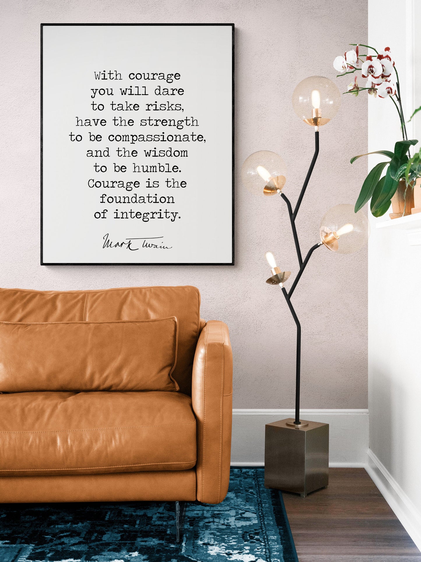 With Courage You Will Dare To Take Risks | Mark Twain Quote | Motivational | Literary Home Decor | Living Room | Typography Art Print