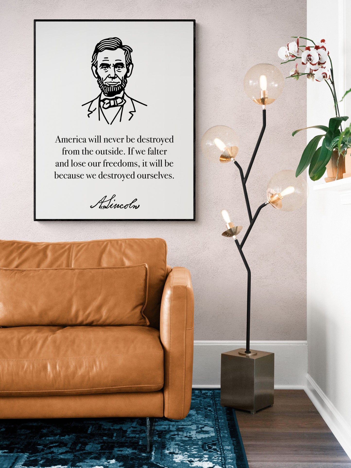 America Will Never Be Destroyed From The Outside | Abraham Lincoln | Line Drawing | Inspirational Print | Home Decor | Wall Art Print