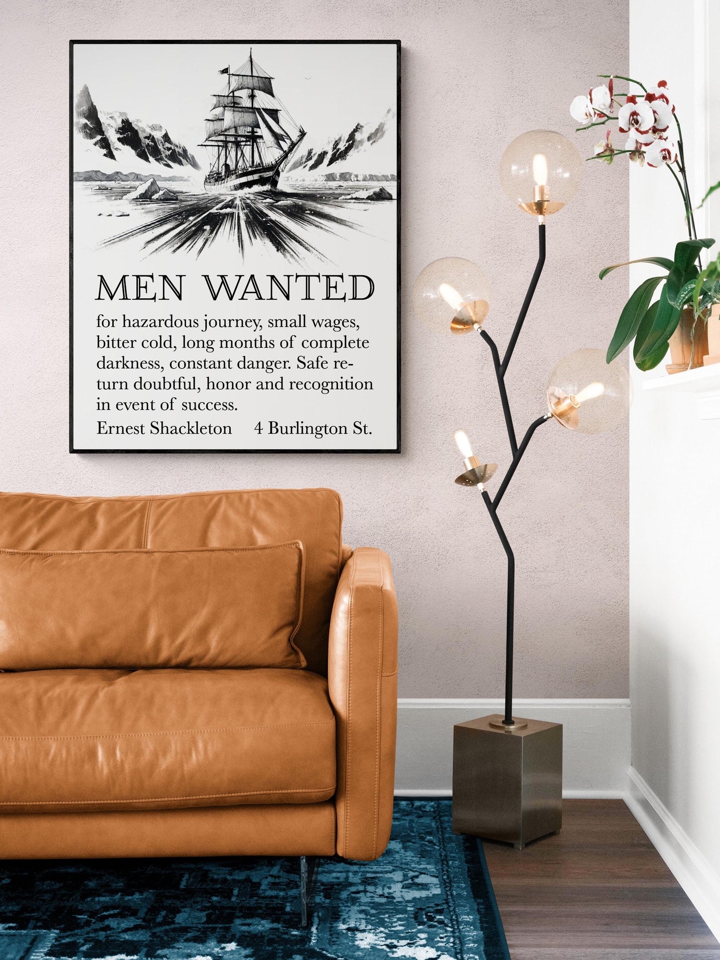 Ernest Shackleton Expedition Help Wanted Advertisement | Home Decor | Living Room | Ship Boat Navy Nautical Sketch | Vintage Art Print