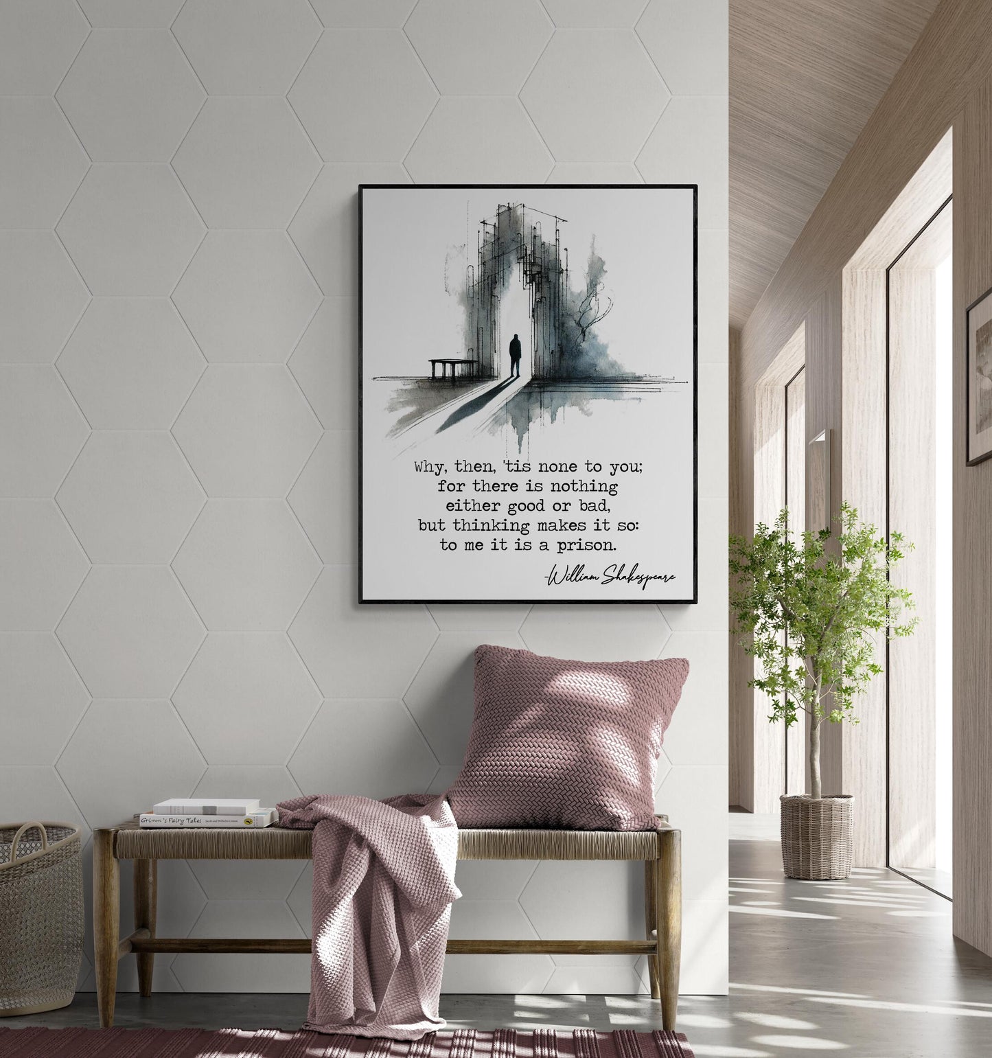 Shakespeare Quote Art Print | For There Is Nothing Either Good Or Bad | Literary | Hamlet | Living Room | Home Decor | Watercolor Poster