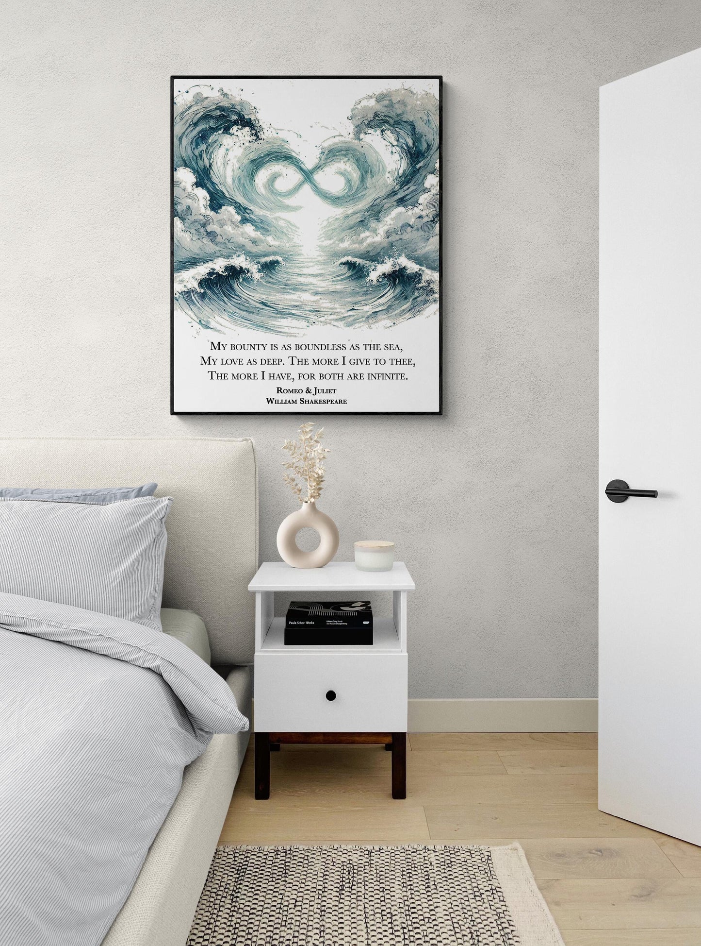 My Bounty Is As Boundless As The Sea My Love As Deep by William Shakespeare | Literary | Living Room | Home Decor | Watercolor Art Print