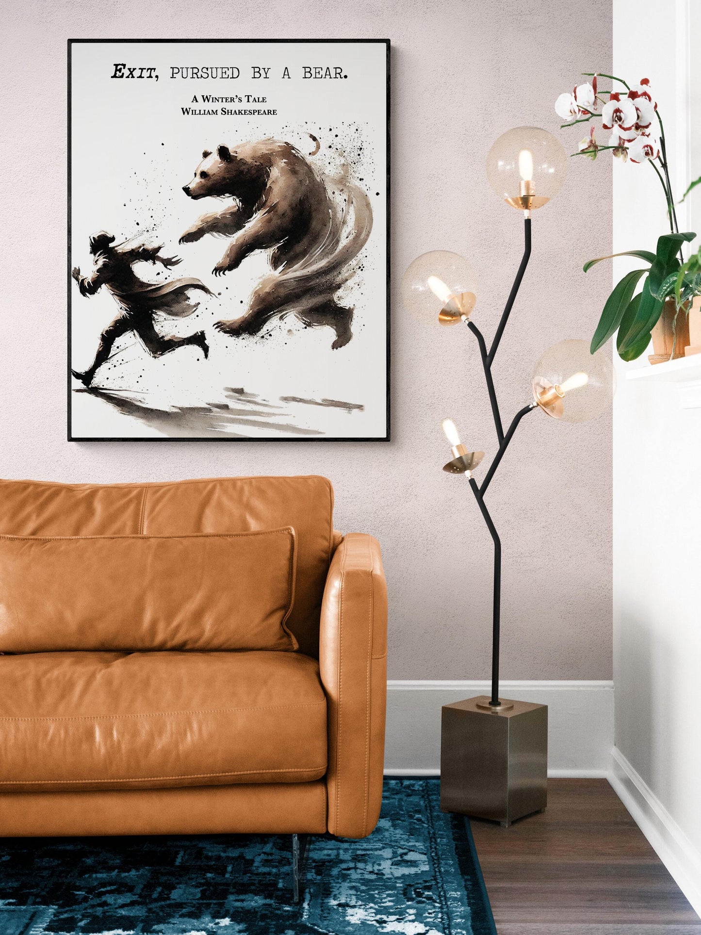 Exit Pursued By A Bear by William Shakespeare | Literary | A Winter's Tale | Living Room | Home Decor | Watercolor Art Print