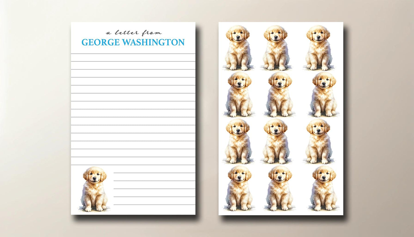 Personalized Letterhead | A Letter From | Custom Children's Stationery with Adorable Golden Retriever Design