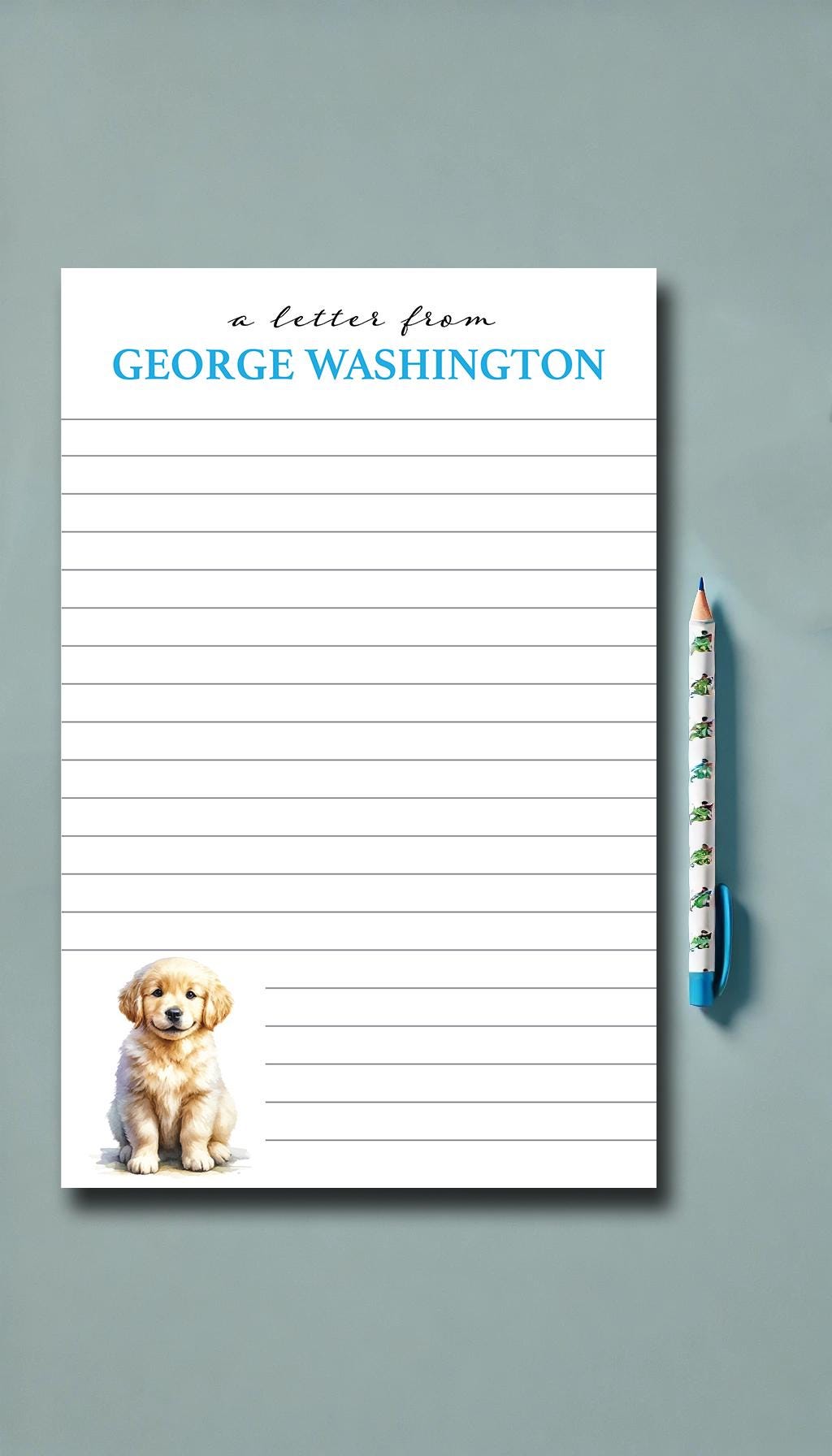 Personalized Letterhead | A Letter From | Custom Children's Stationery with Adorable Golden Retriever Design