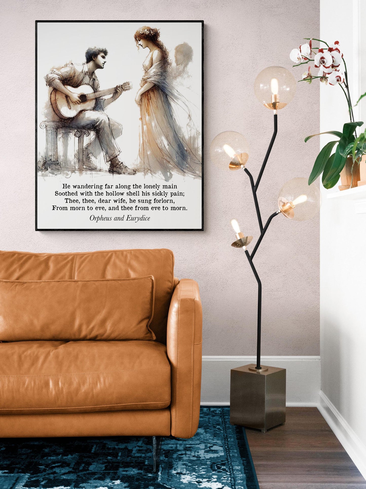 Orpheus and Eurydice Art Print | Greek Mythology | Literary Poetry | Romantic Myth | Living Room | Home Decor | John Milton Lycidas | Poster