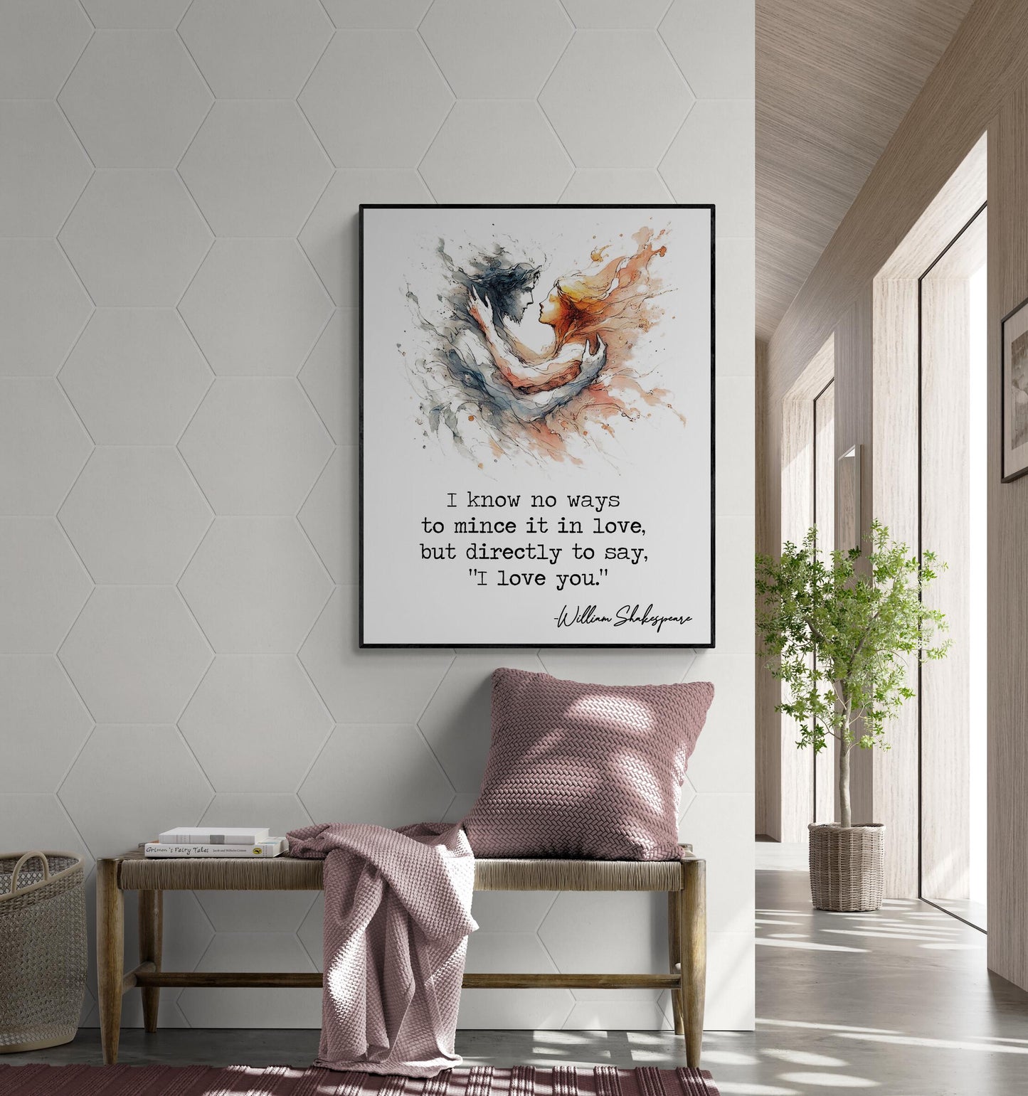 Shakespeare Quote Art Print I Know No Ways To Mince It In Love | Literary | Henry VI | Living Room | Home Decor | Watercolor Poster
