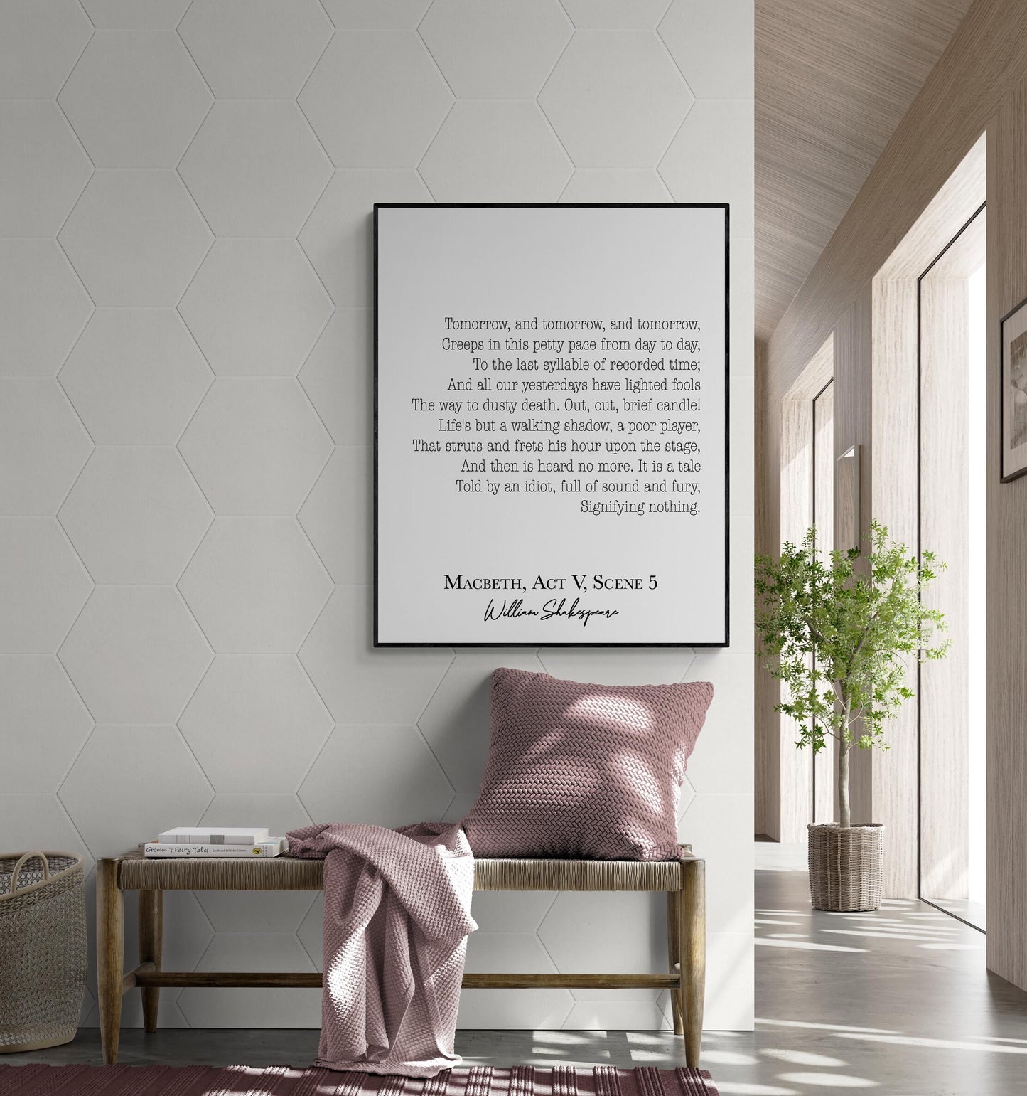 Shakespeare Quote Art Print | Tomorrow Creeps In | William | Literary | MacBeth | Living Room | Home Decor | Typography Poster