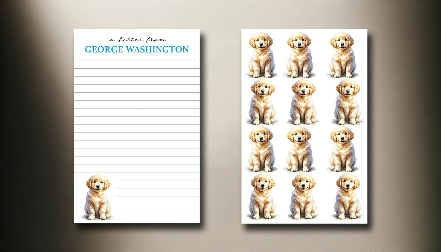 Personalized Letterhead | A Letter From | Custom Children's Stationery with Adorable Golden Retriever Design