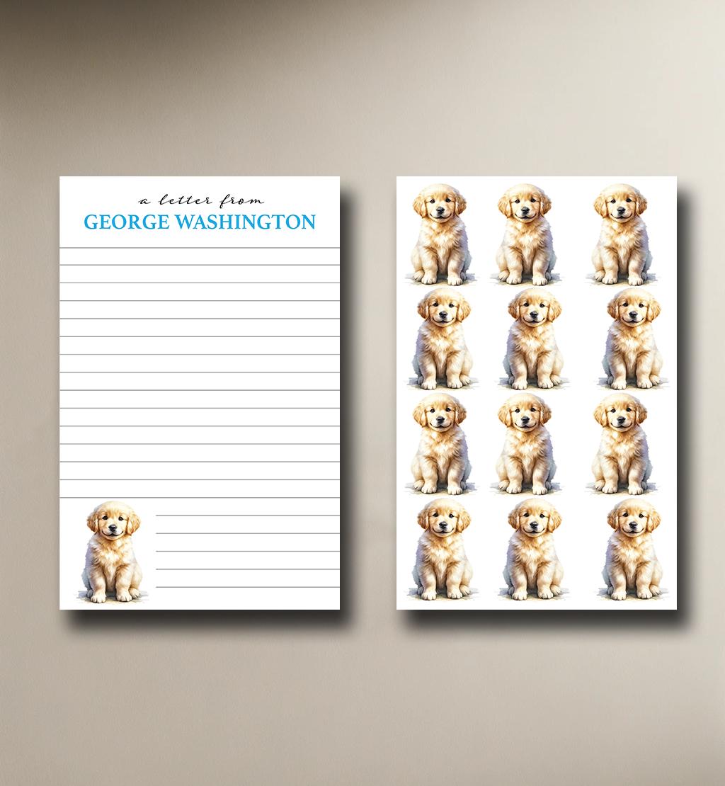 Personalized Letterhead | A Letter From | Custom Children's Stationery with Adorable Golden Retriever Design