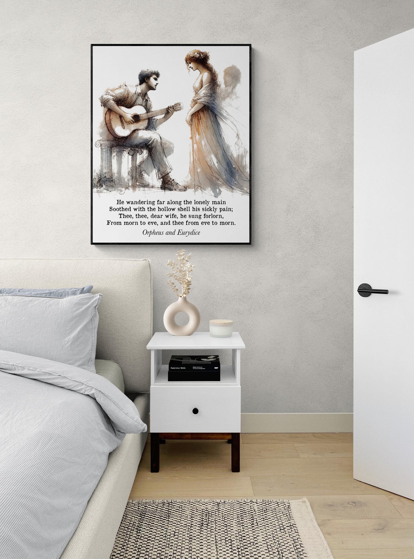 Orpheus and Eurydice | Greek Mythology | Lovers Tragedy | Literary | Gods and Goddesses Myth | Living Room | Home Decor Watercolor Art Print
