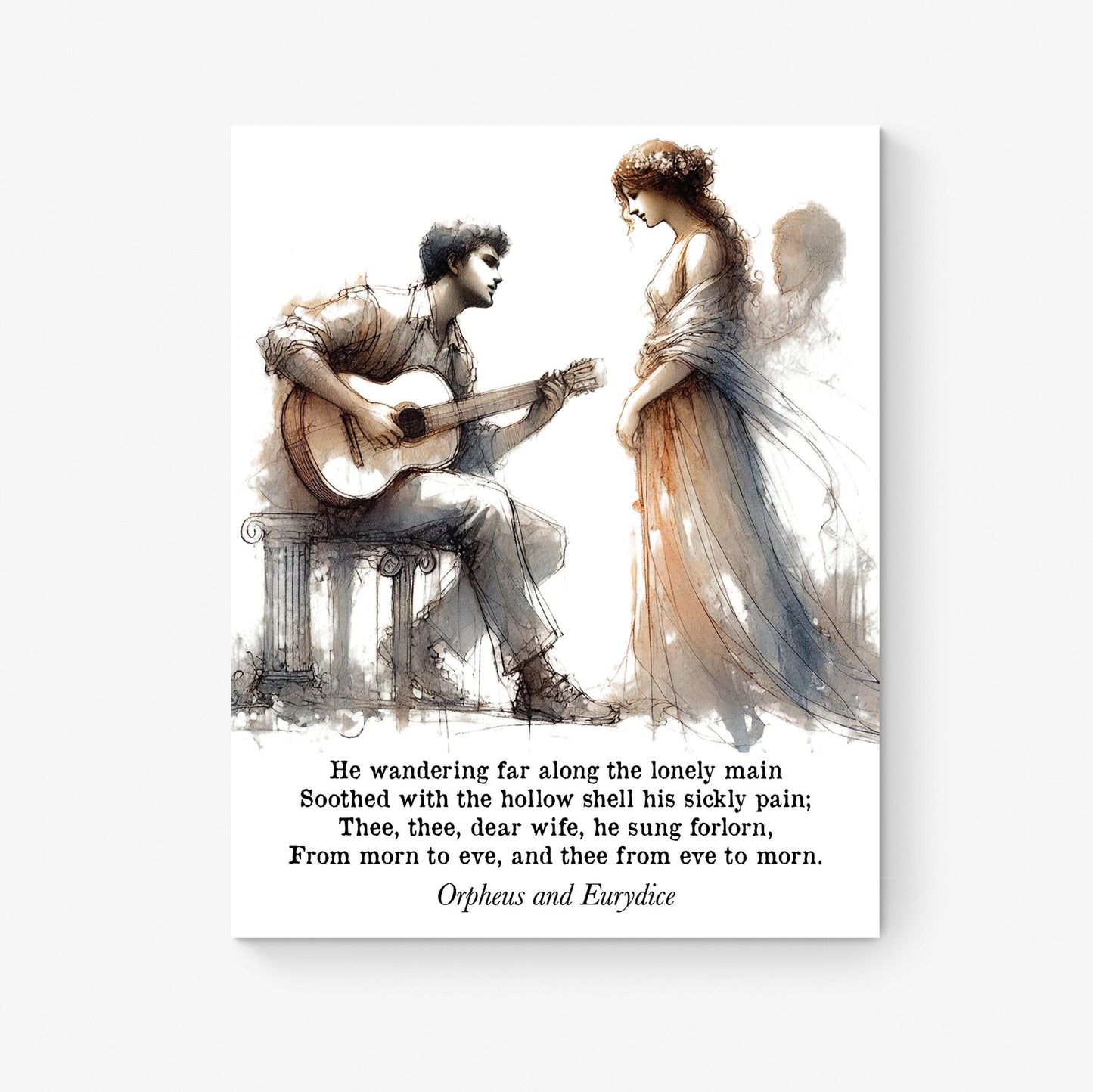 Orpheus and Eurydice | Greek Mythology | Lovers Tragedy | Literary | Gods and Goddesses Myth | Living Room | Home Decor Watercolor Art Print