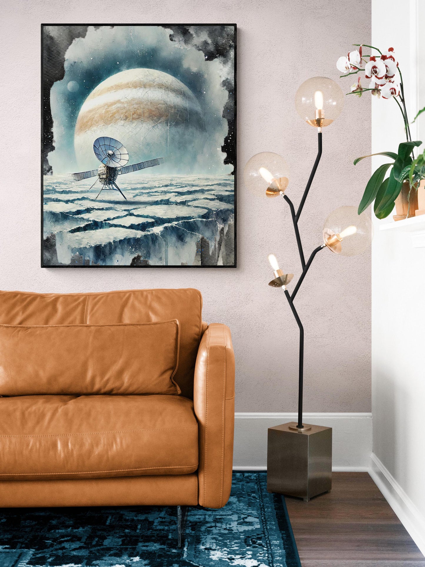 Europa Clipper Mission Art | Watercolor Sketch | Retro Sci Fi | Jupiter Moon | Space Exploration | Living Room Home Decor | NASA Art Print