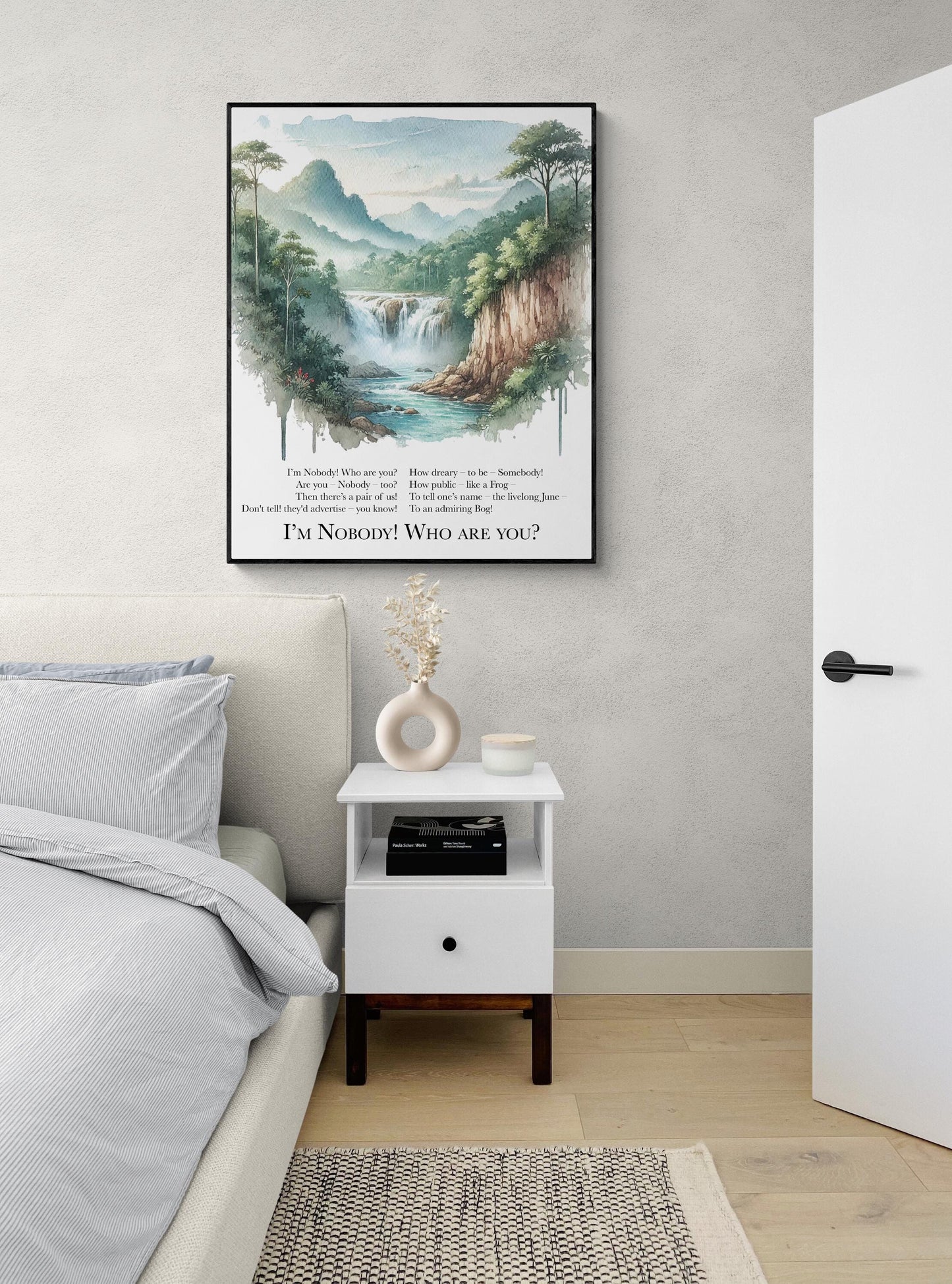 I'm Nobody! Who Are You | Emily Dickinson | Classic American Poem | Living Room Artwork | Home Decor | Watercolor | Art Print