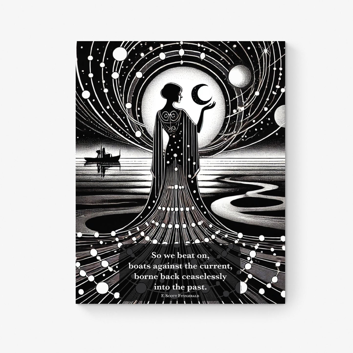 So We Beat On Boats Against The Current | The Great Gatsby | F. Scott Fitzgerald | Daisy Buchanan | Home Decor | Watercolor | Art Print