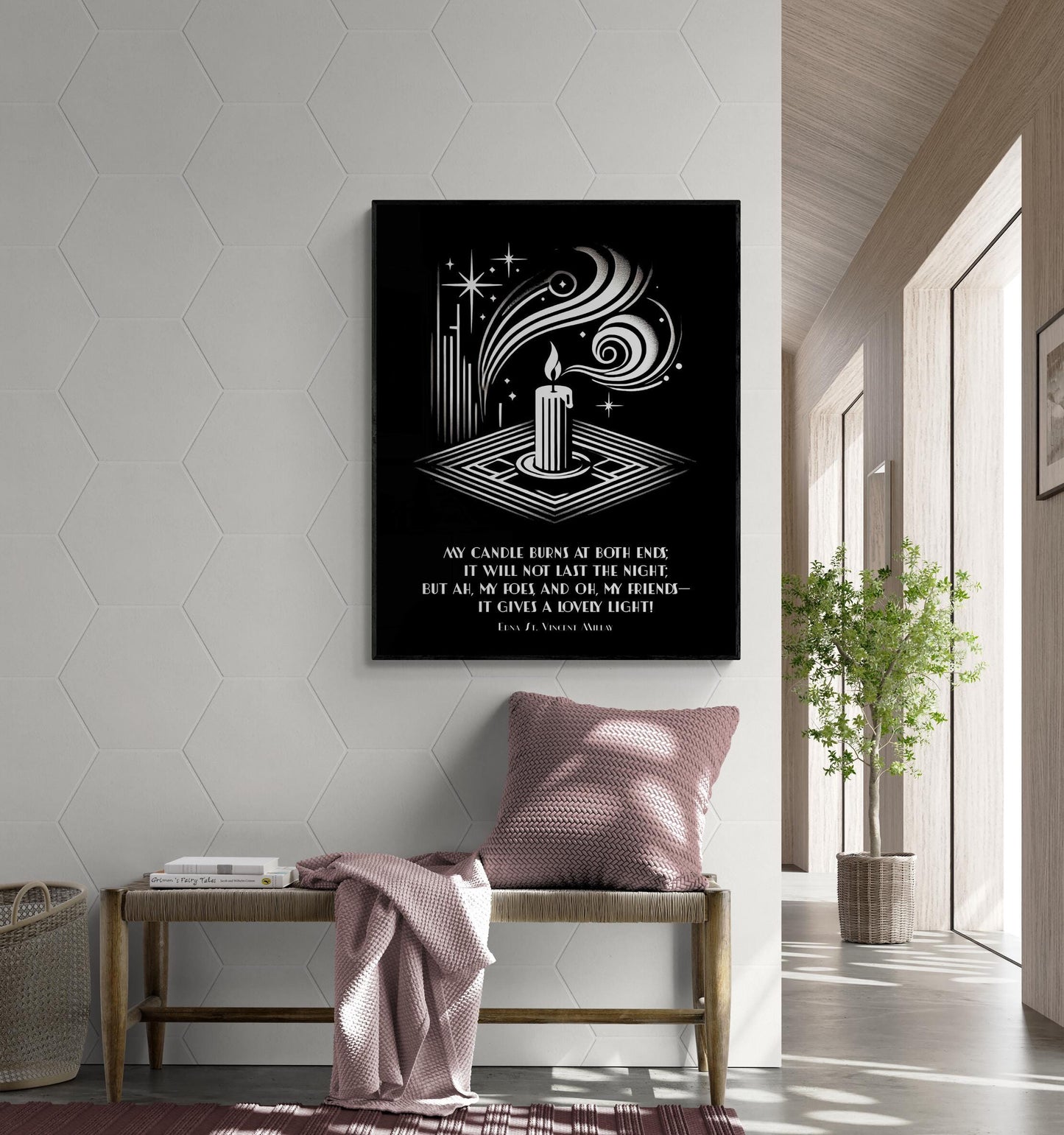 First Fig | Edna St. Vincent Millay | My Candle Burns At Both Ends | Poem Poetry | Literary Living Room | Home Decor | Art Deco | Art Print