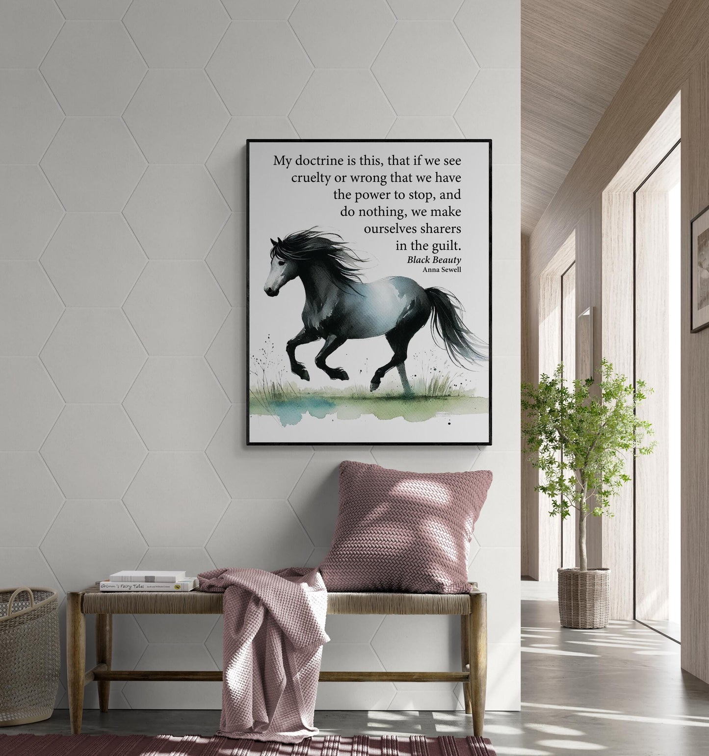 Anna Sewell Quote Art Print | My Doctrine Is This | Black Beauty | Horse Children's Literature | Home Decor | Living Room | Literary Poster