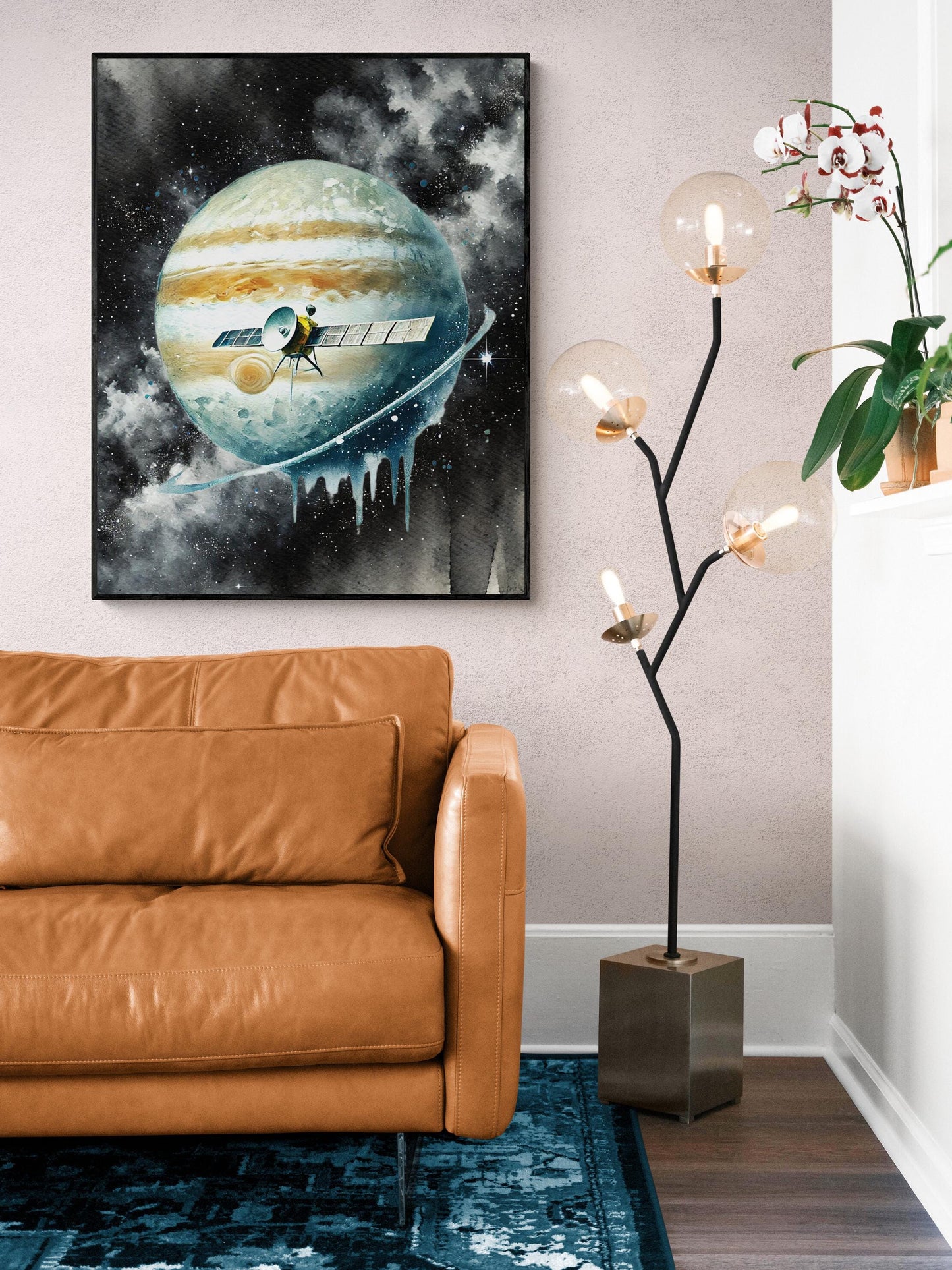 Europa Clipper Mission Art | Watercolor | Retro Sci Fi | Jupiter Moon | Space Exploration | Living Room Home Decor | NASA Fine Art Print