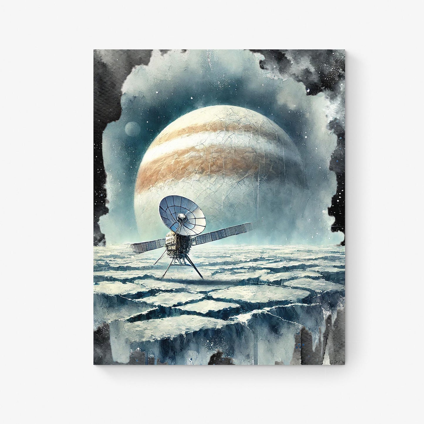 Europa Clipper Mission Art | Watercolor Sketch | Retro Sci Fi | Jupiter Moon | Space Exploration | Living Room Home Decor | NASA Art Print
