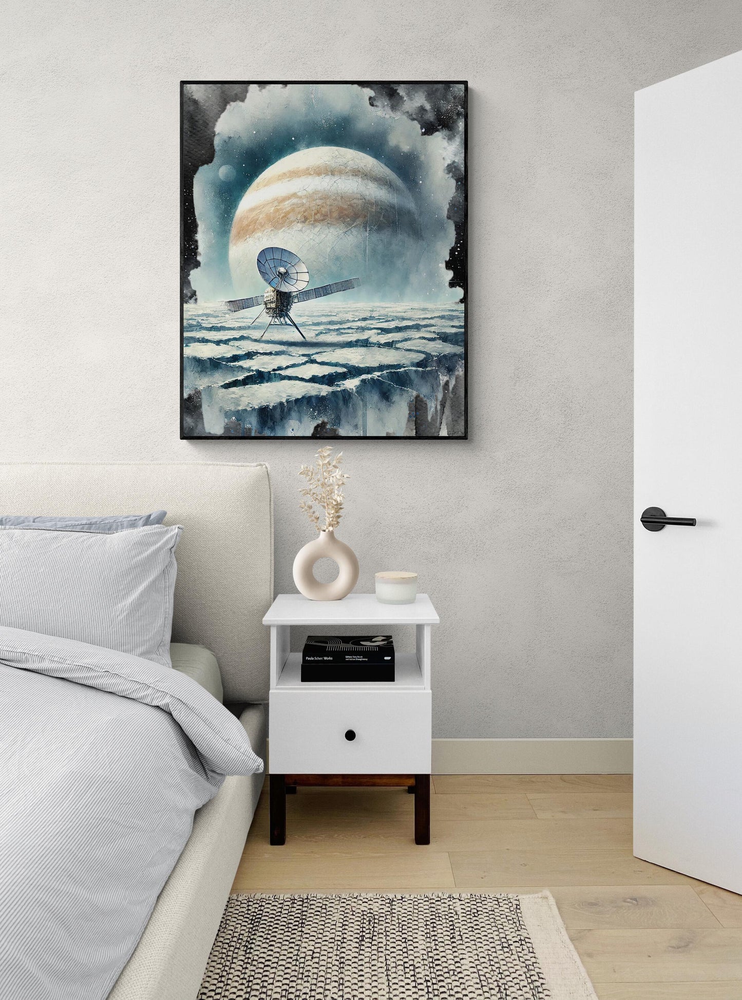 Europa Clipper Mission Art | Watercolor Sketch | Retro Sci Fi | Jupiter Moon | Space Exploration | Living Room Home Decor | NASA Art Print