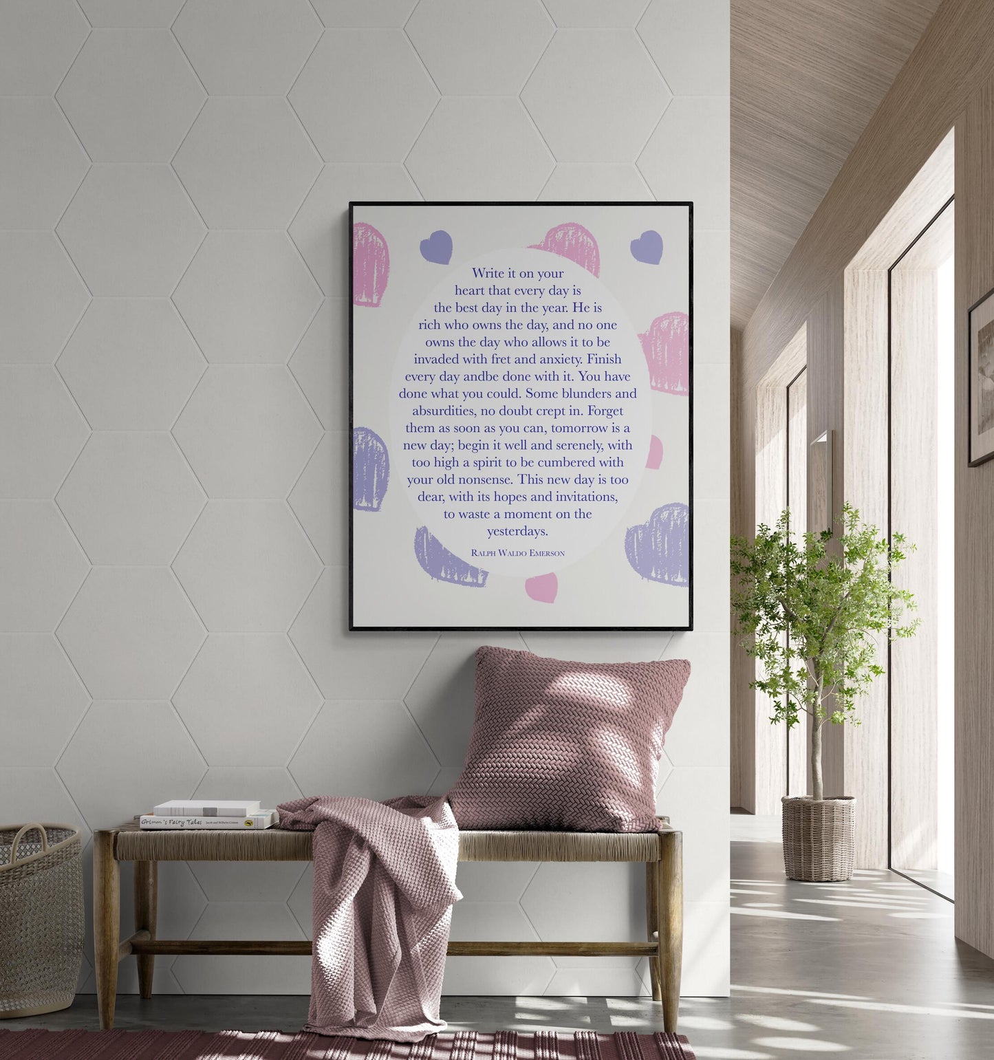 Emerson Quote Art Print | Write It On Your Heart | Poetry | Home Decor Artwork | Inspirational | Literary | Poster